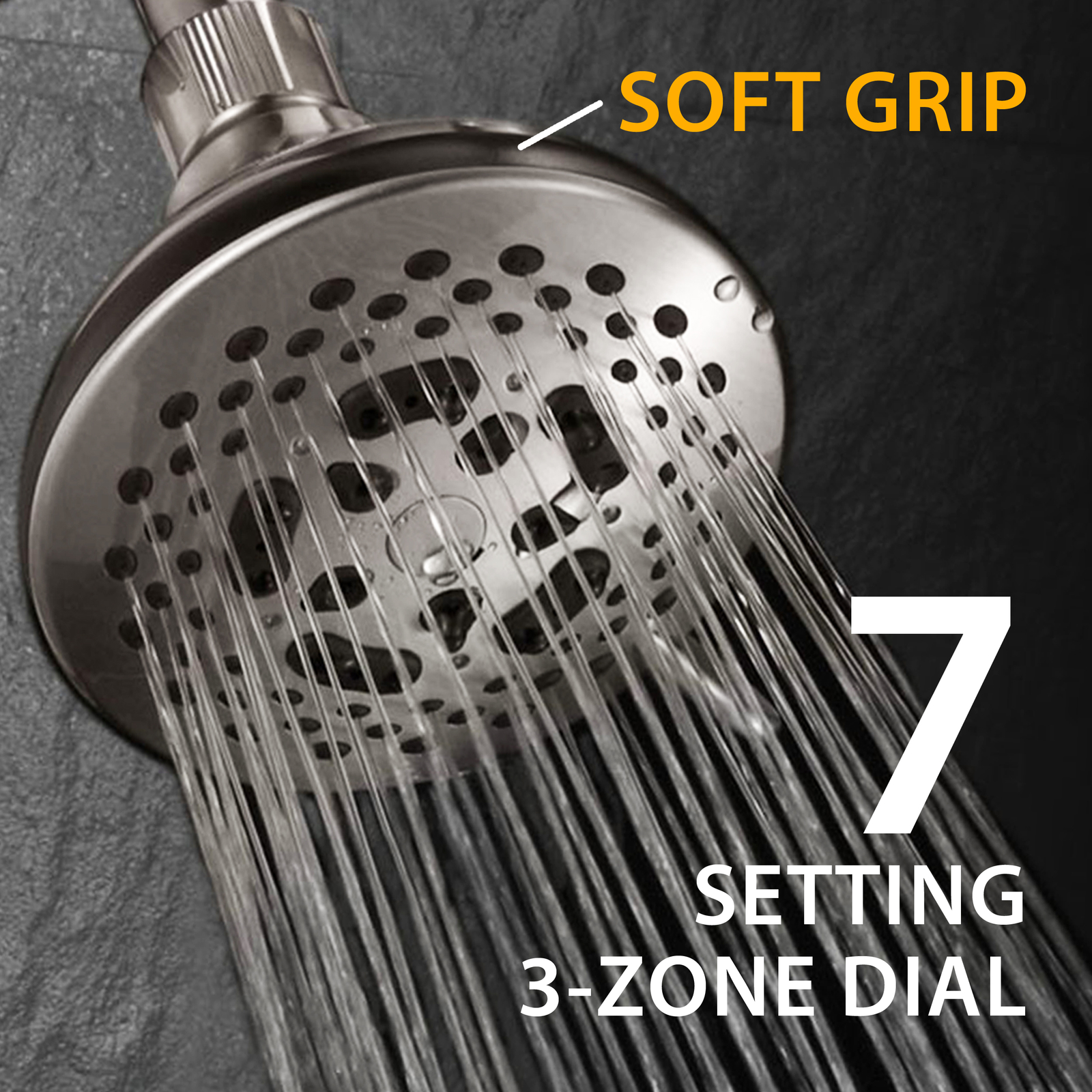 HotelSpa French Designer 4.25 inch Brushed Nickel Shower head with 7 Settings