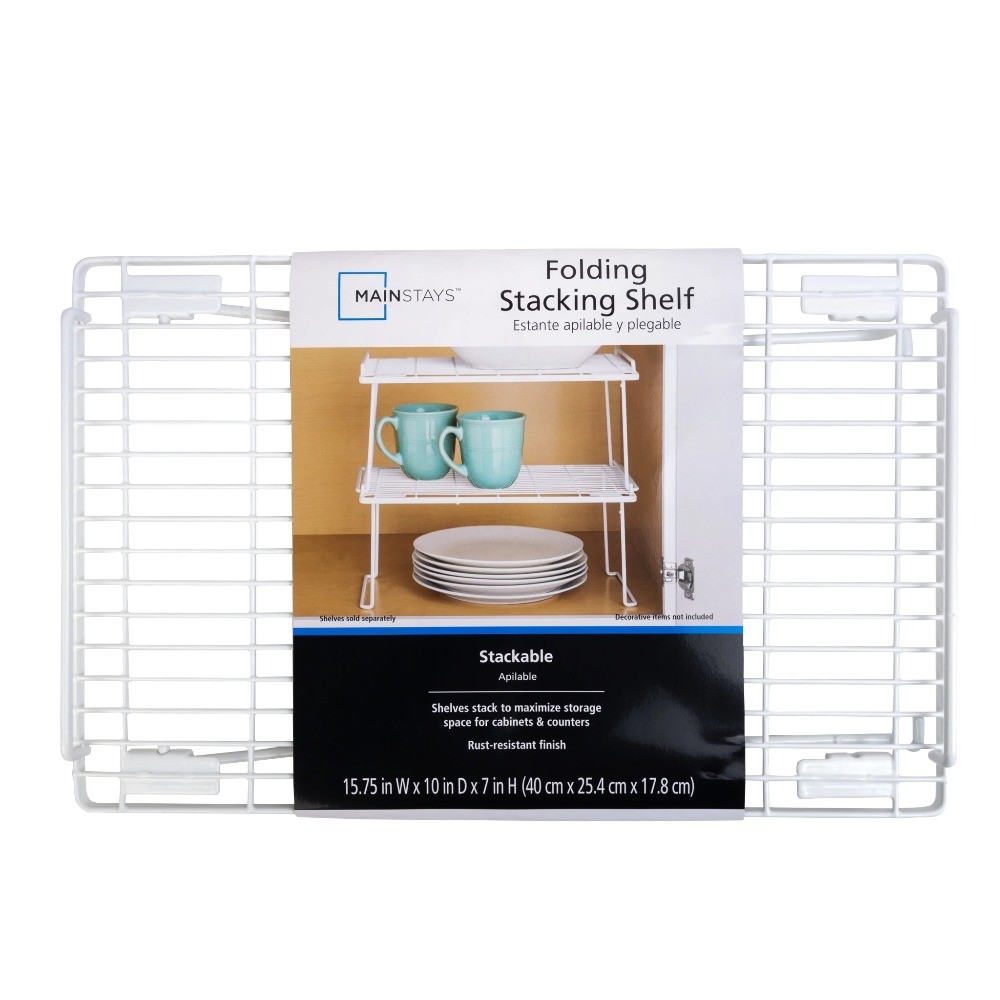 Folding White Wire Shelf – Kitchen, Pantry Organizer – White Wire