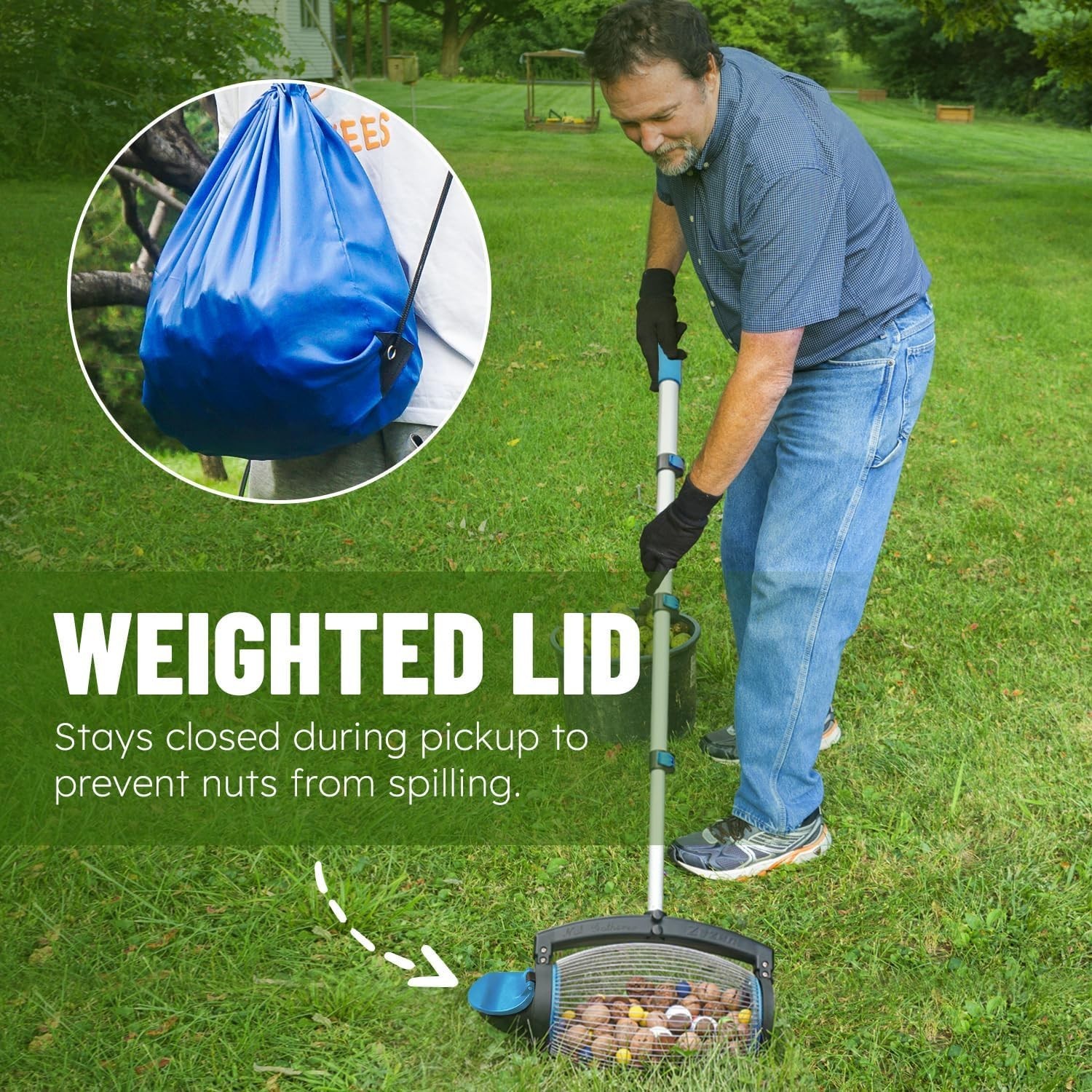 Nut Gatherer Tool for Pecans, Walnuts, Chestnuts