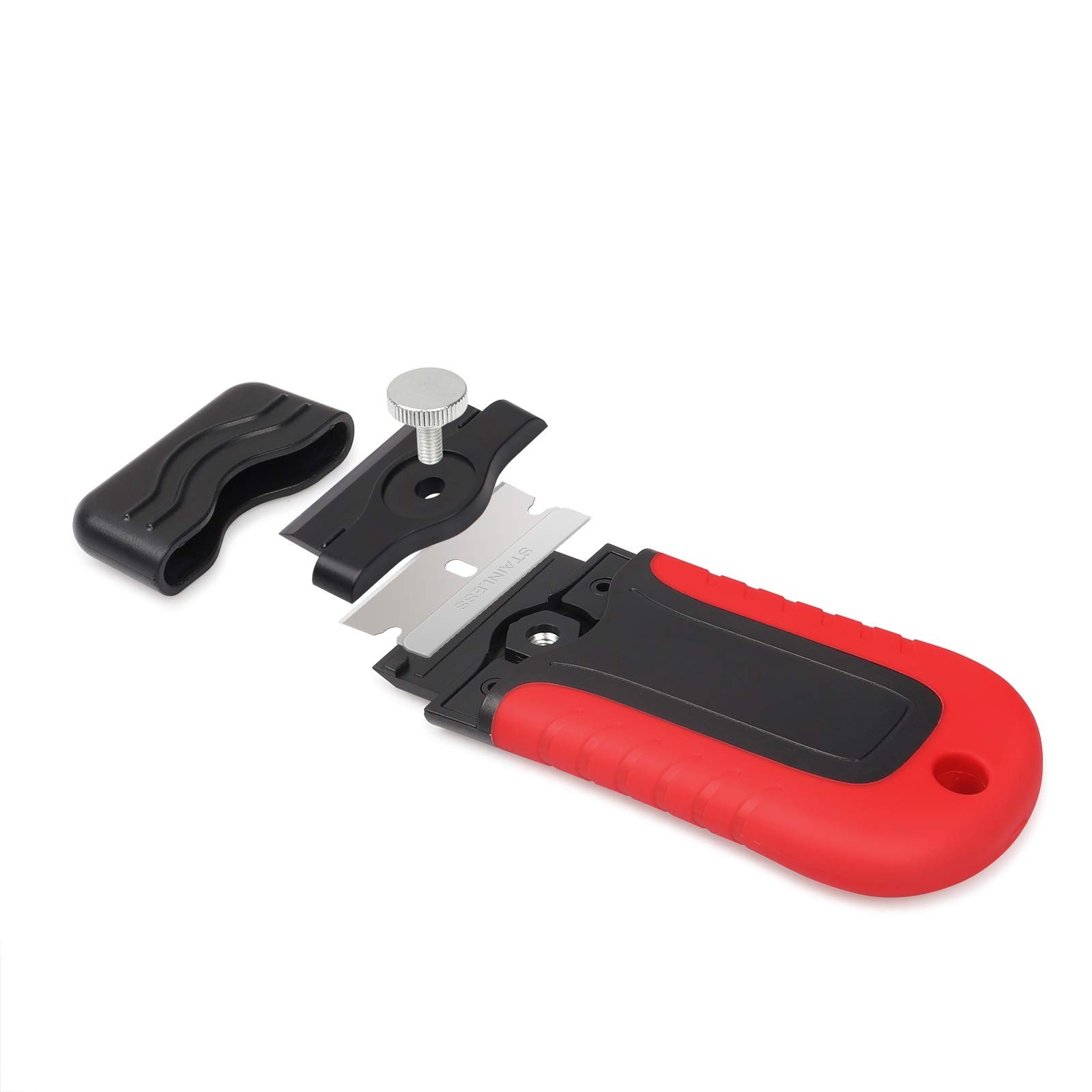 Gomake Razor Blade Scraper Tool with Storage Container, Black With Red
