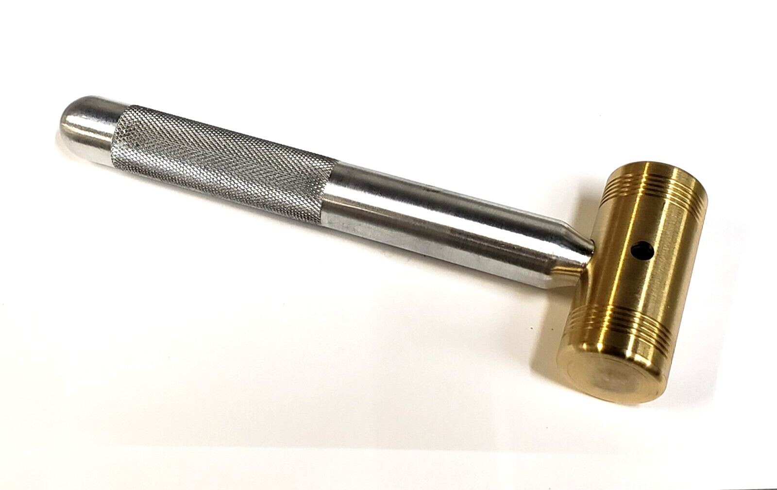 10 OZ. BRASS HAMMER KNURLED 3/4″” ALUMINUM HANDLE * GREAT GRIP* MADE IN USA*