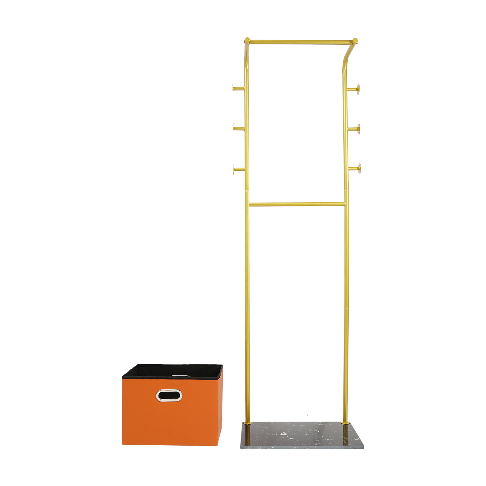 Freestanding Clothes Rack with Storage Basket, Metal Clothes Rack 67.72in Height