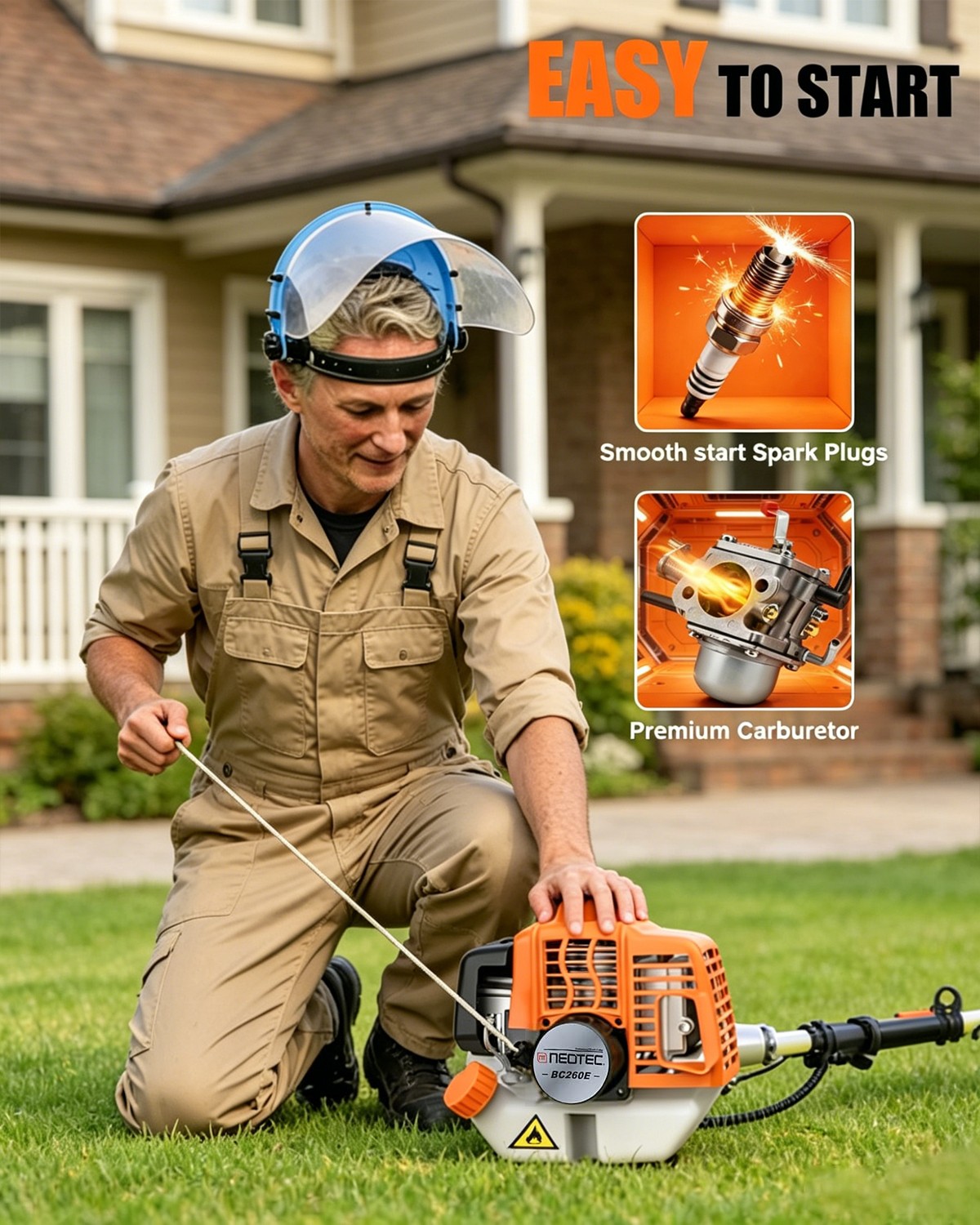 NEOTEC 6 in 1 Multi-Functional Trimming Tools Gas Hedge Trimmer 26CC Weed Eater