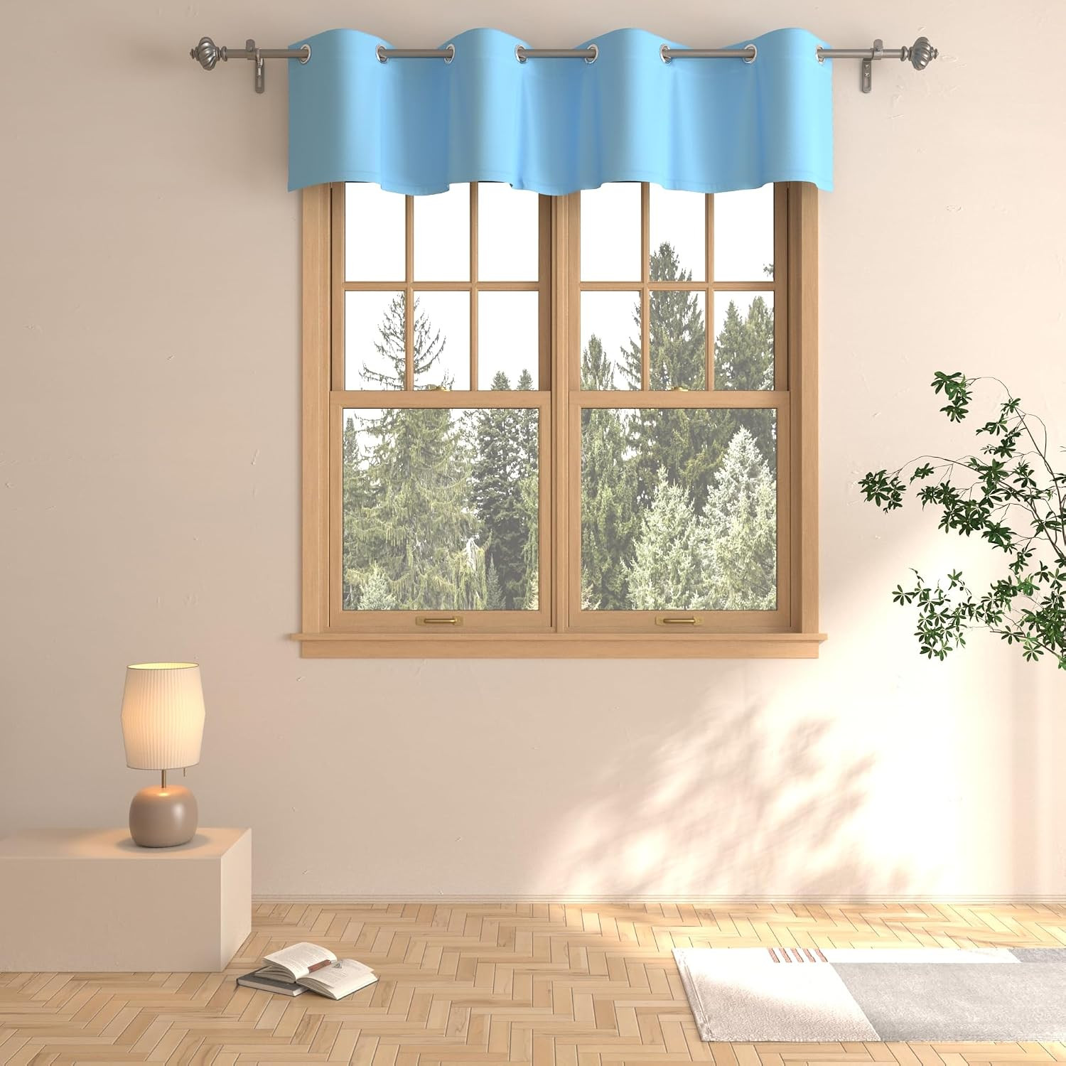 Valance Curtain 16 Inches Long Kitchen Sky Blue Living Room Darkening Grommet To