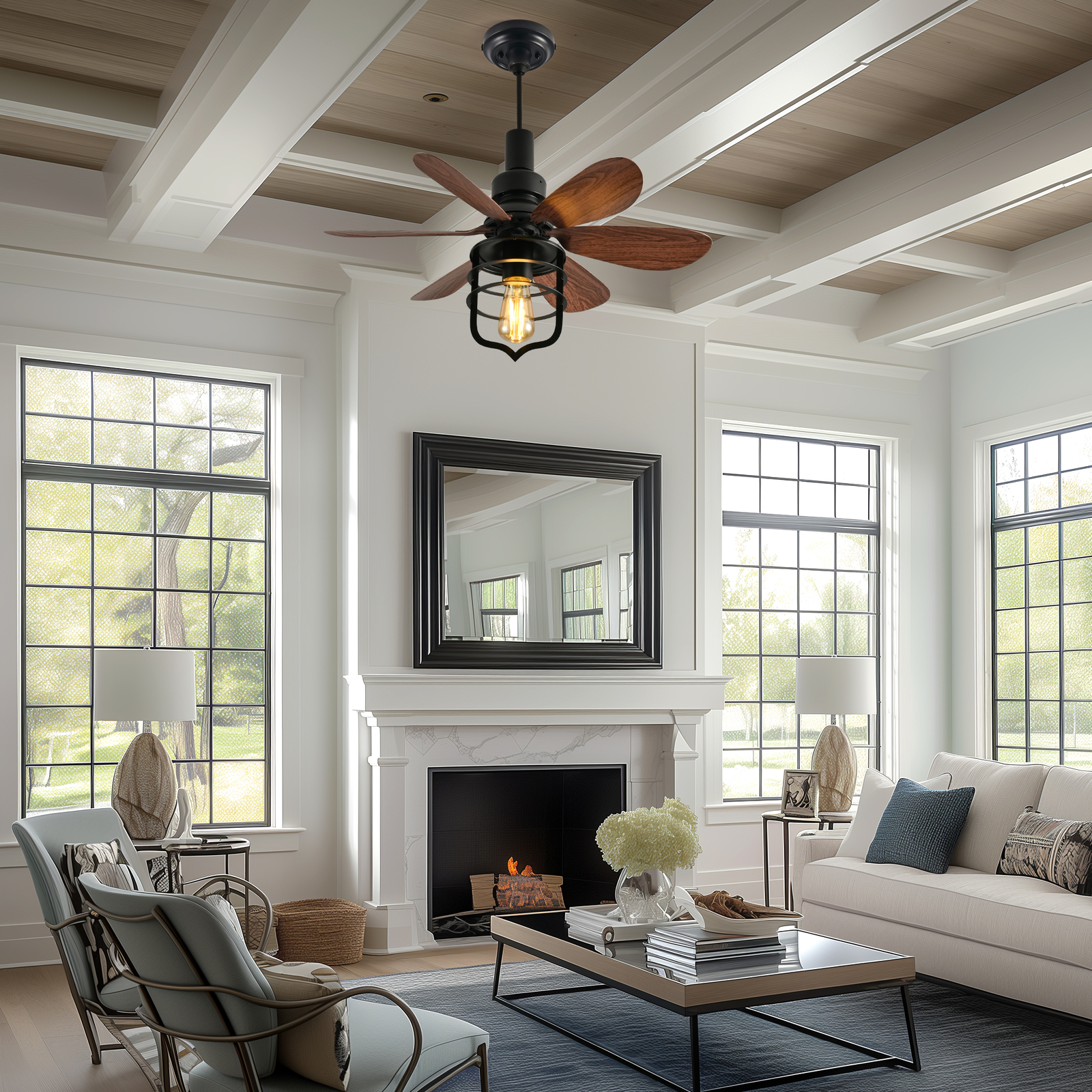 20IN Ceiling Fans with Lights, Socket Fan Light with Remote For Bedroom Kitchen