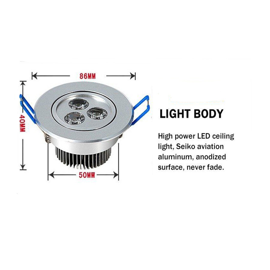 3W 3 Leds LED Downlight Recessed Ceiling Light LED Lamp Spotlight 12V AC85-265V