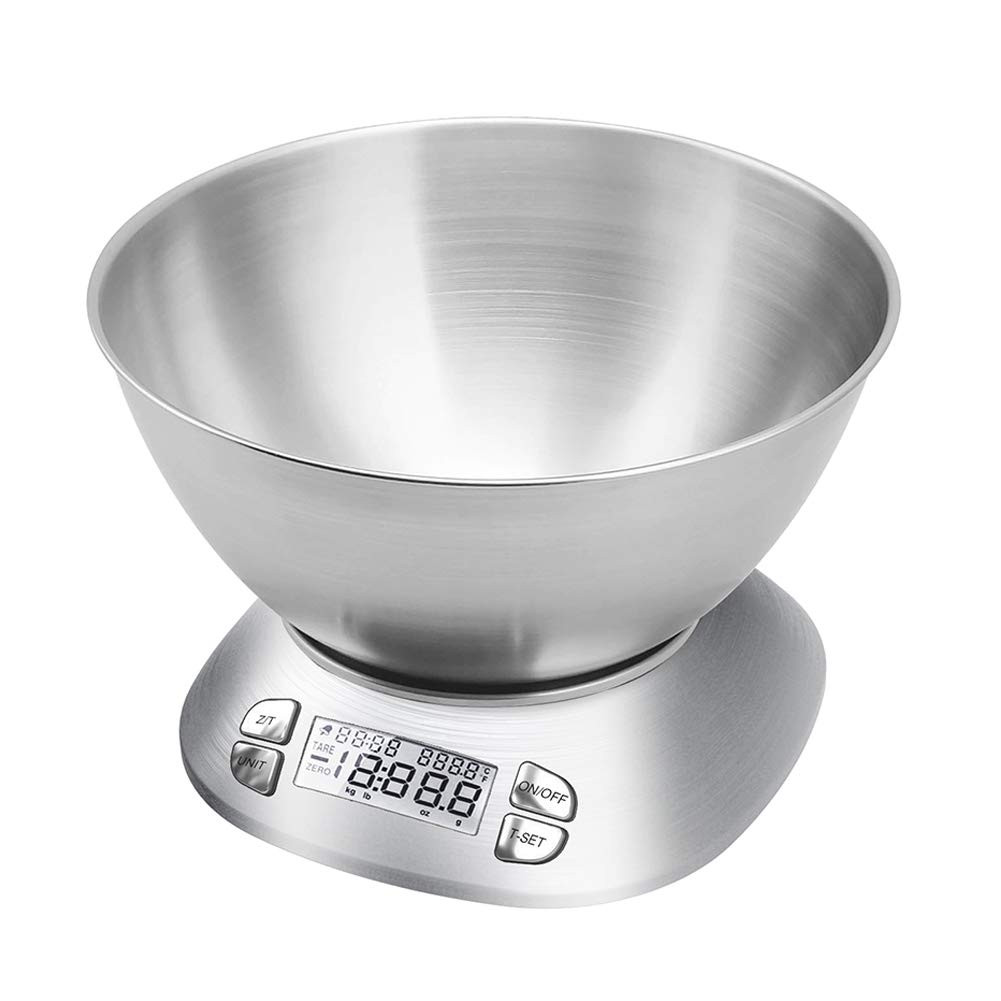 Digital Kitchen Scale with 2.5L Bowl, Stainless Steel, 12Lb Capacity