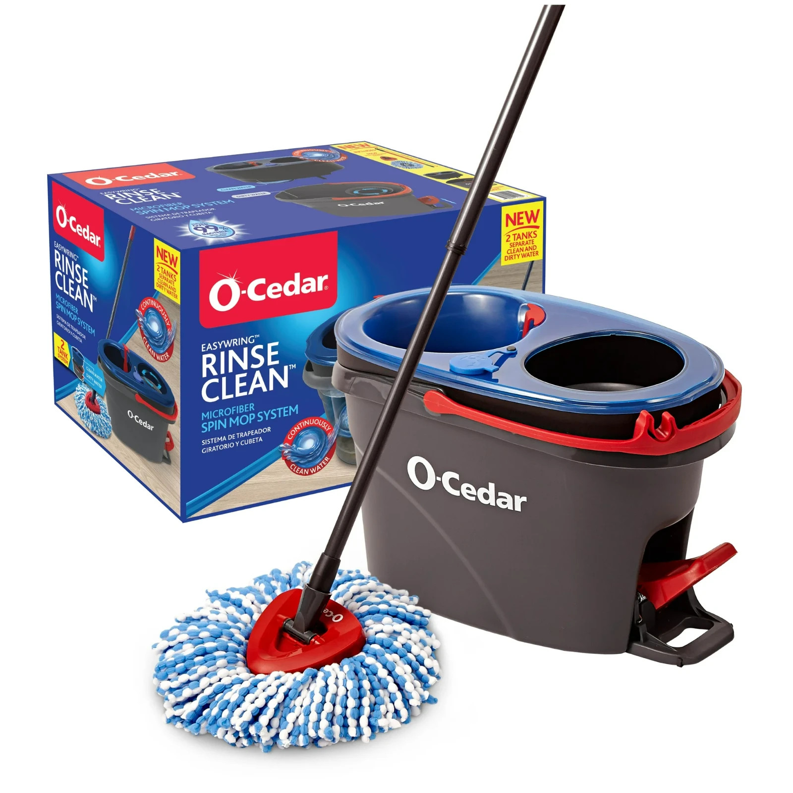 O-Cedar RinseClean Spin Mop & Bucket System, Clean with Water- No Import Fees