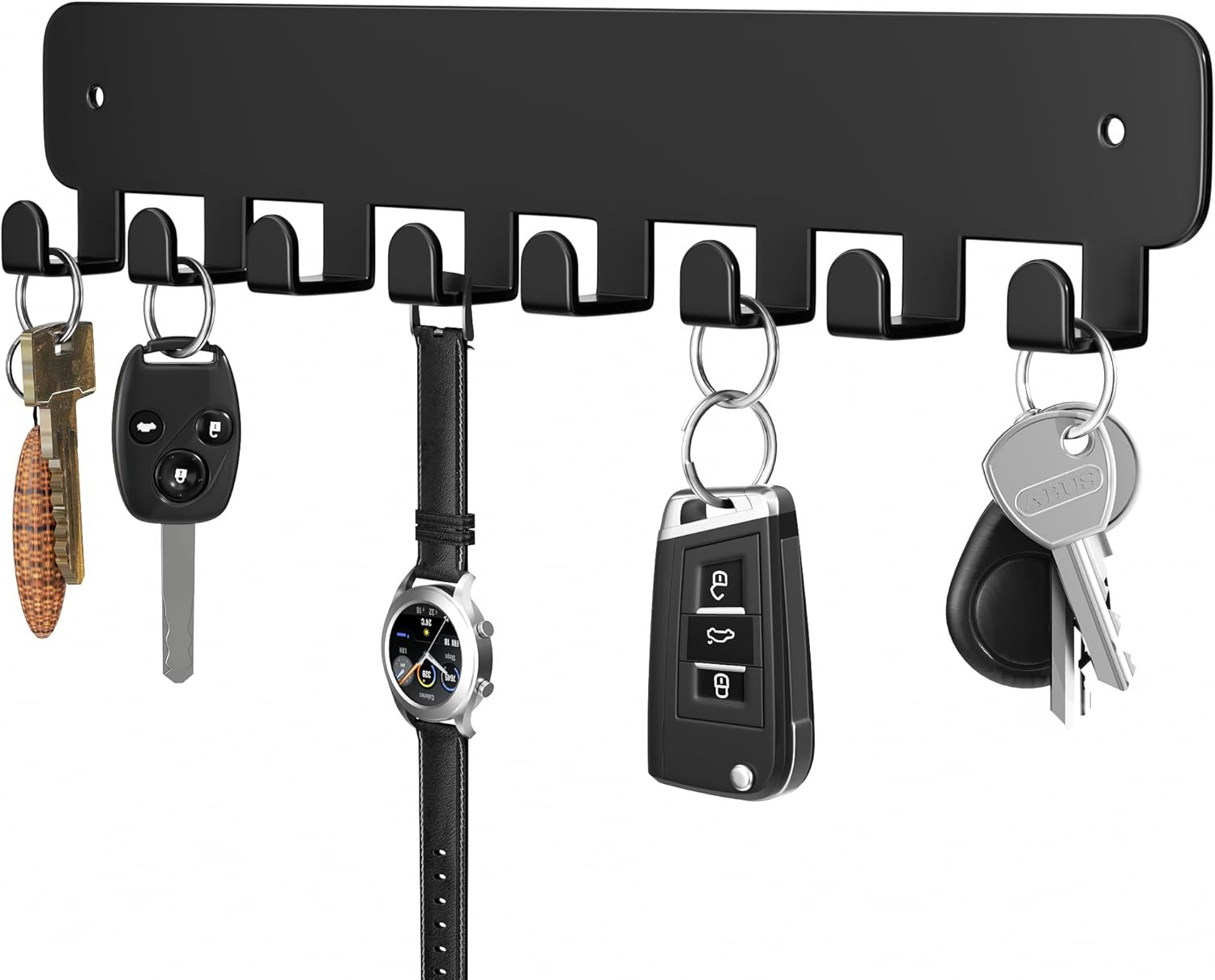 Pickpiff Key Holder Wall Mount, Adhesive Key Rack with 8 Hooks Hanger for Car Ke