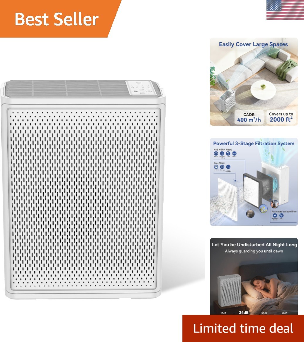 Effortless Air Quality: H13 HEPA Purifier for Large Rooms – 24dB Quiet Operation