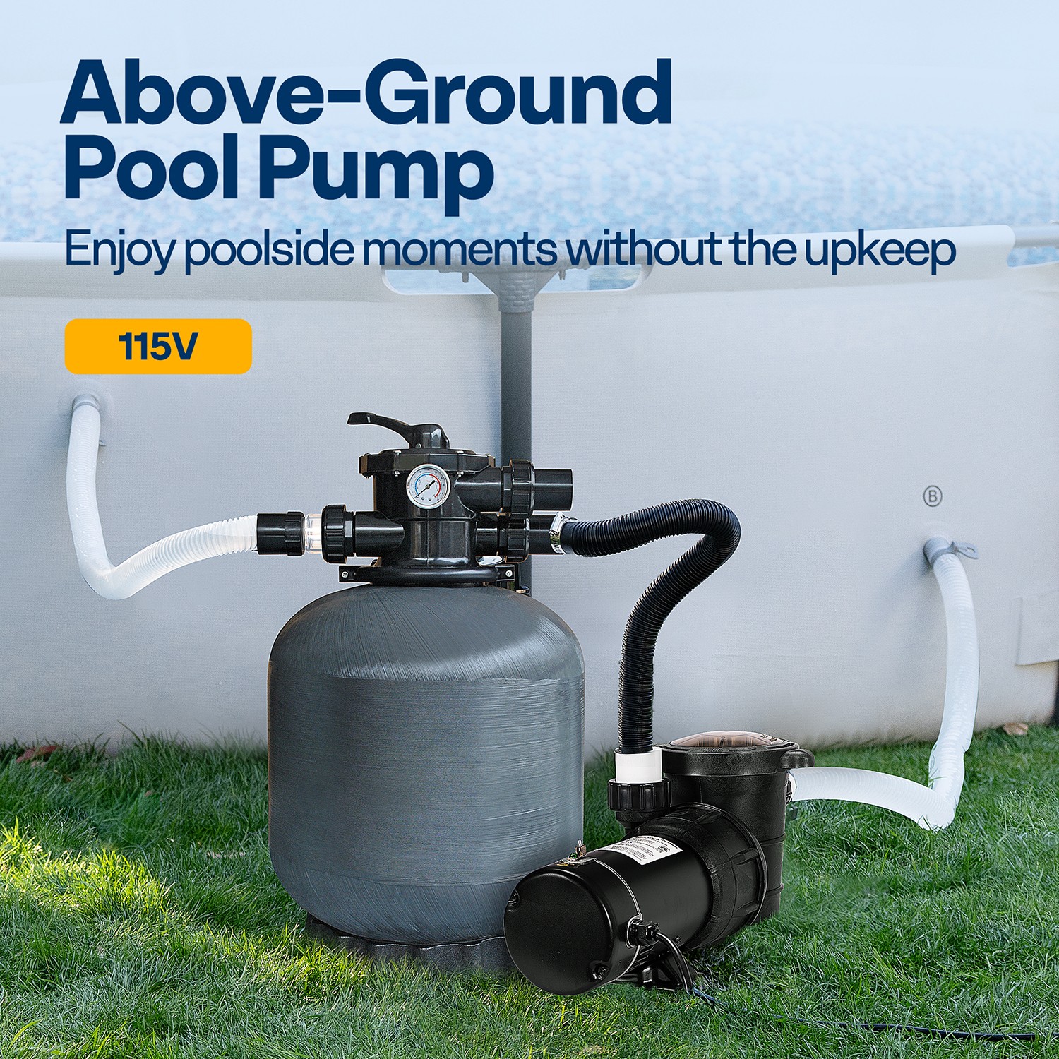 Swimming Pool Pump 1 HP Pool Pump 110V 5220GPH Above Ground w/ Strainer Basket