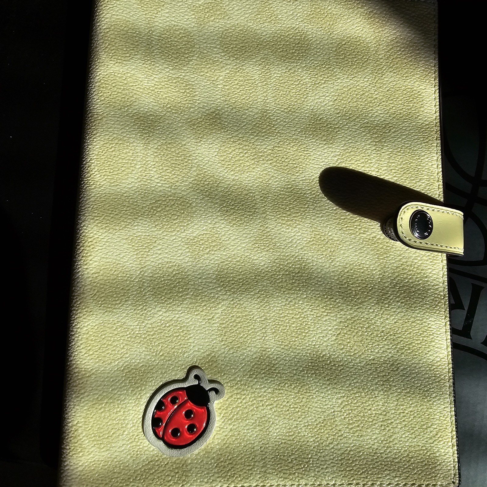 Coach Notebook With pebbled leather/Silver/Washed Yellow LadyBug Sticker