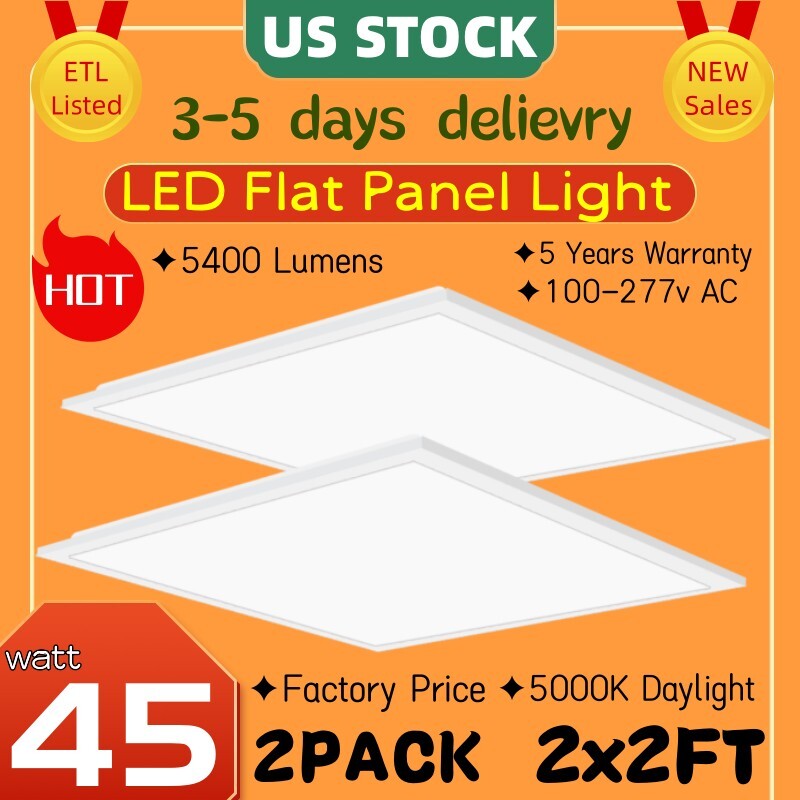 LED Flat Panel Light 2x2FT, 45Watt 5800LM Recessed Backlit Troffer Lights, 5000K