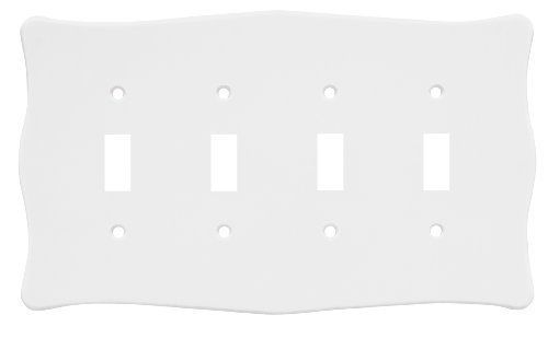 White Quad Switch Plate Quad Toggle Wall Plate Scallop