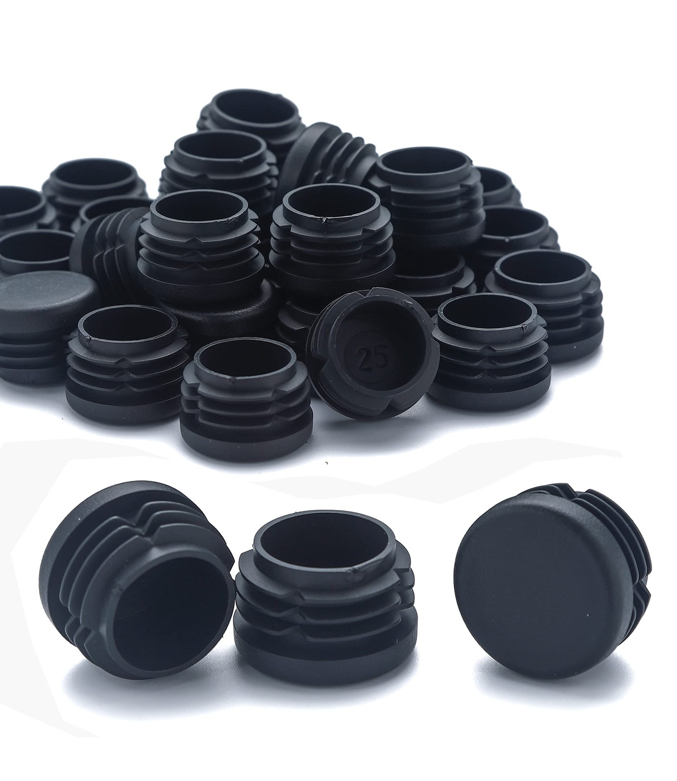 Plastic Plugs Tubing End Caps 1 1/8″ Black 24 Pack – Fits 1.02-1.06″ Tube