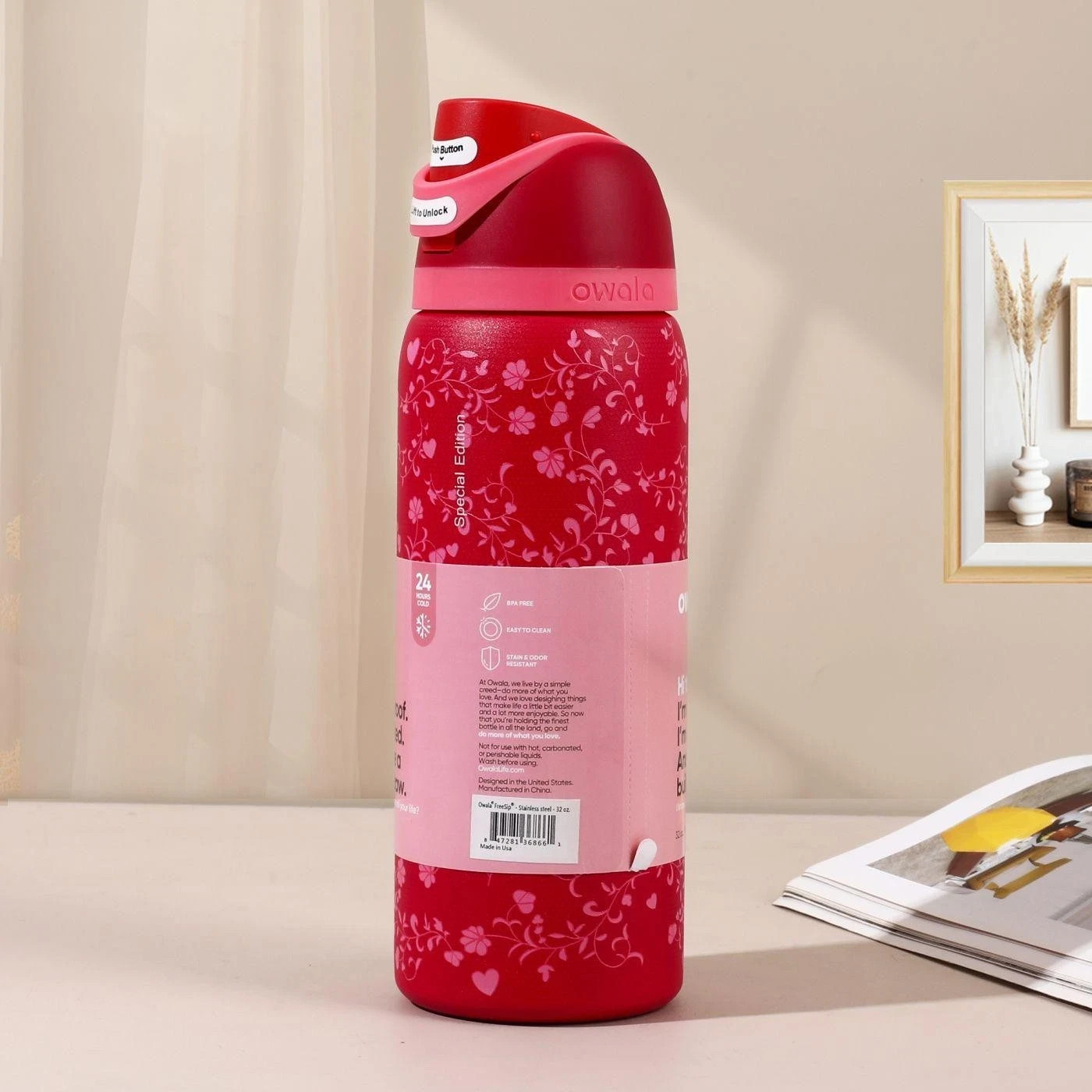 32OZ Owala FreeSip Water Bottle Love Letter Special Edition RED – 2025 Gift