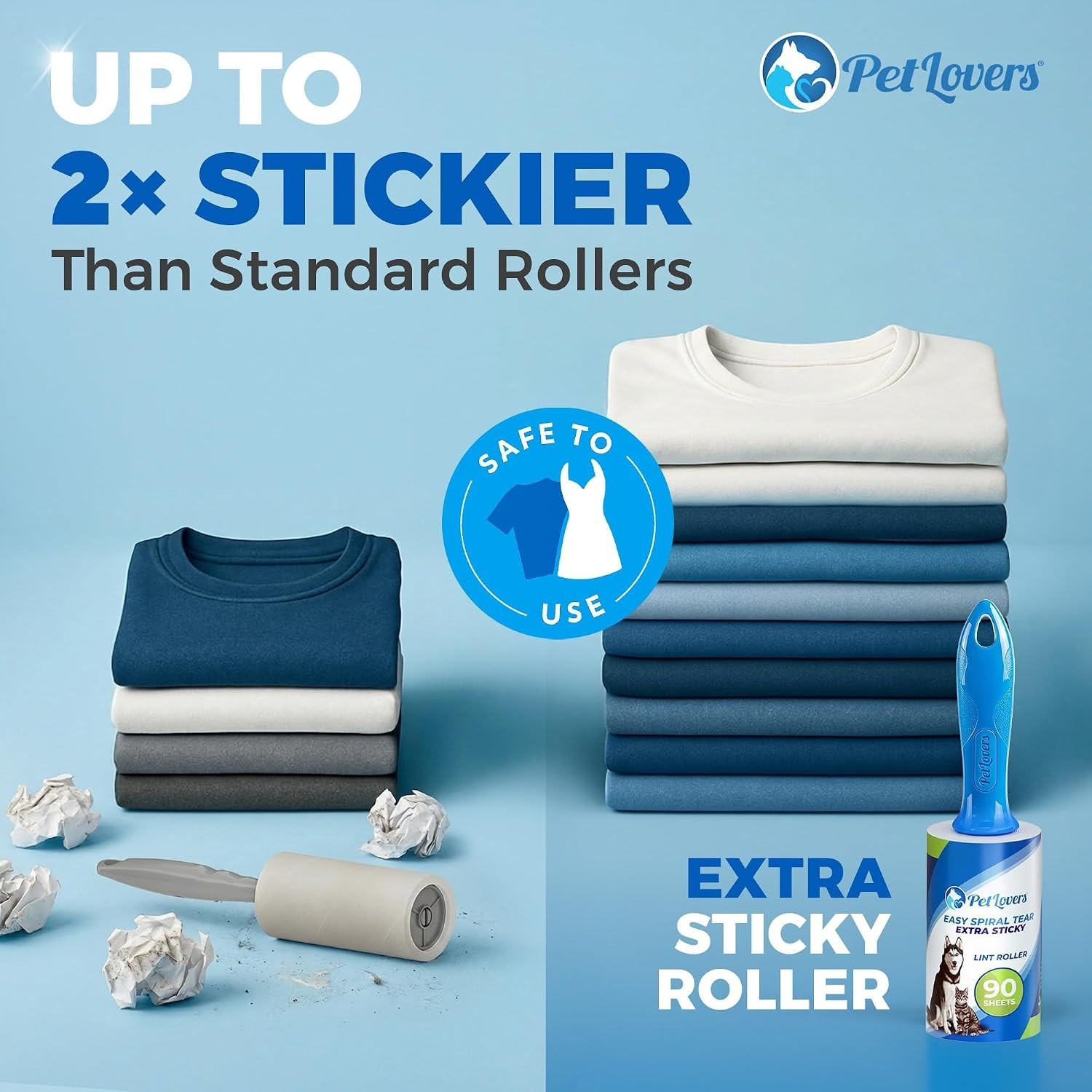 Extra Sticky Lint Roller Value Set 270 Sheets for Pet Hair Removal and Clothe…