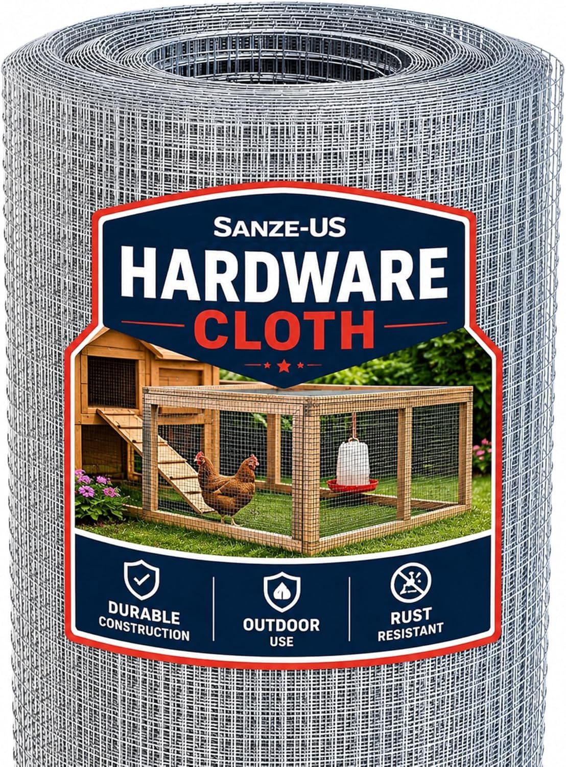 Hardware Cloth, 48In X 100Ft 1/2In Mesh, 19GA Chicken Wire Fencing | Hot-Dip Gal