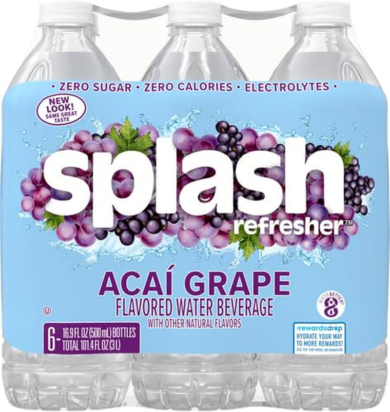 Splash Refresher Acai Grape Flavored Water, 16.9 Fl Oz, Plastic Bottle Pack of 1