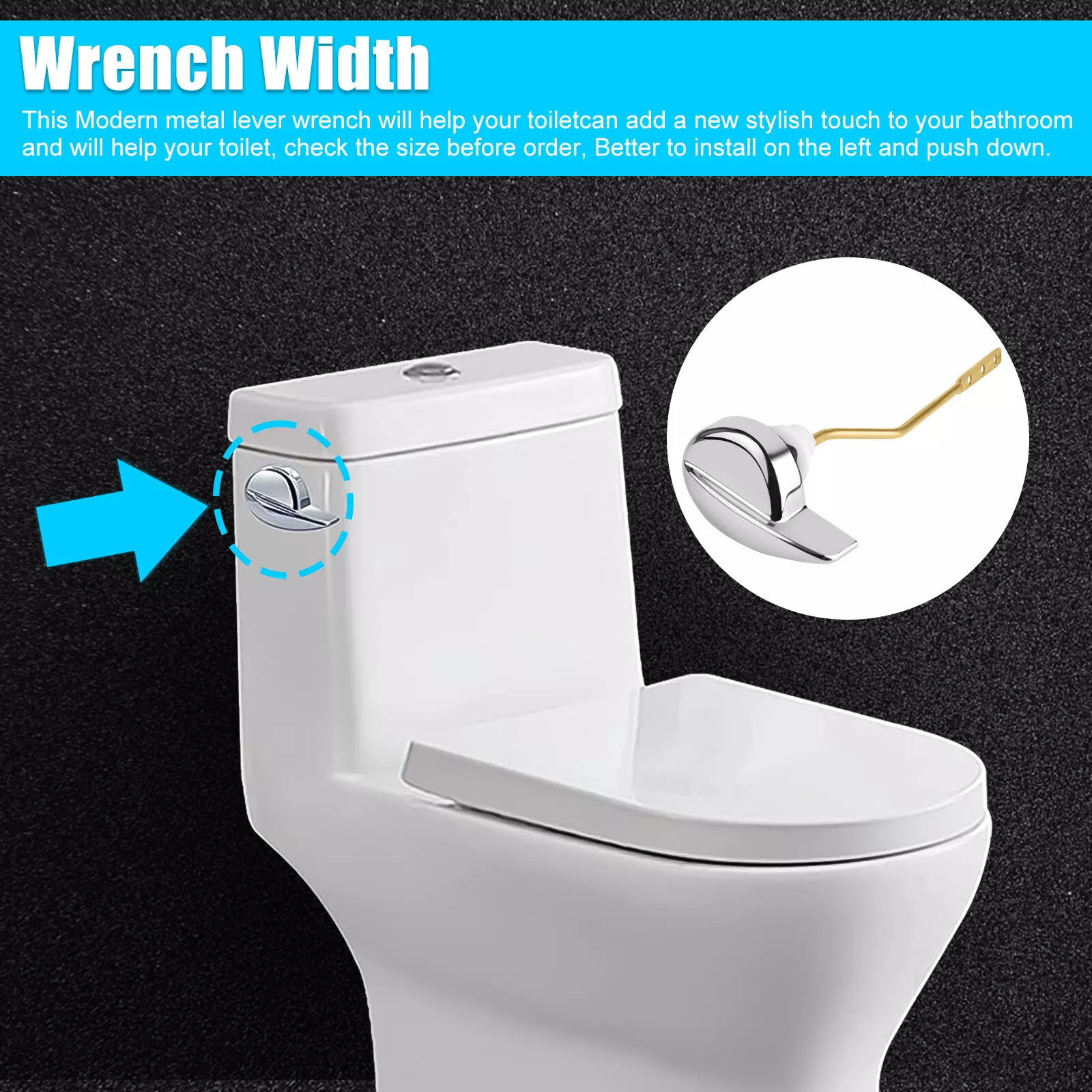 2× Easy Use Side Mount Toilet Flush Lever Handle Angle Universal Toilet Handle