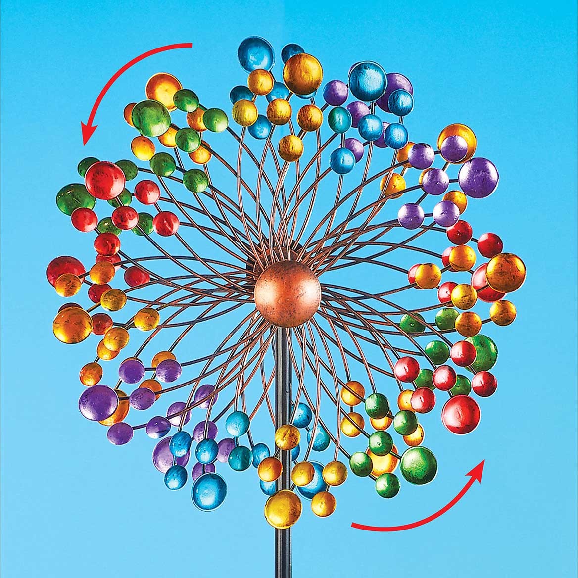 Collections Etc Vibrant Double-Sided Rainbow Colored Spinner with Stake – Season