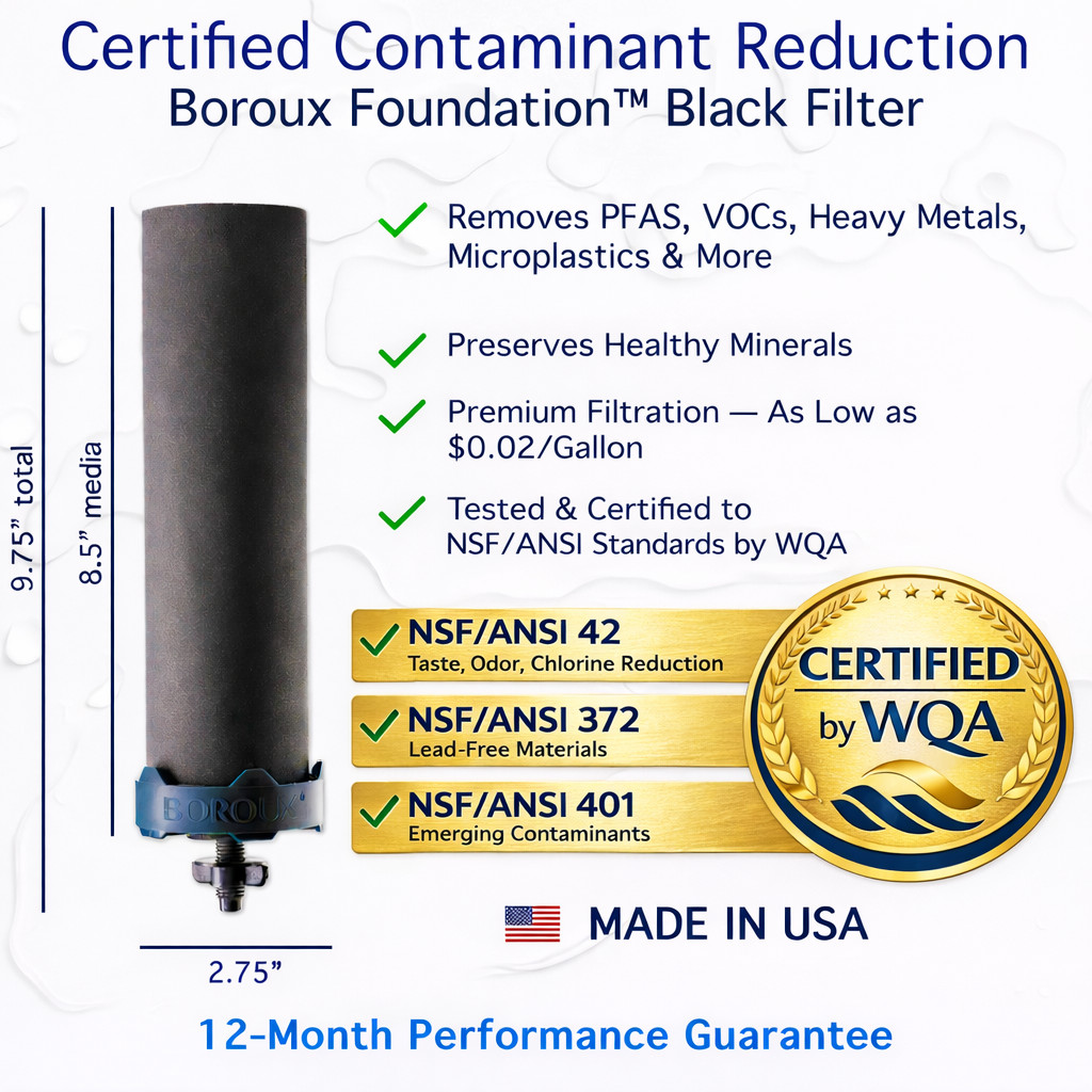 Berkey Water Filter System with 2 Boroux Foundation Black Filters and Stand