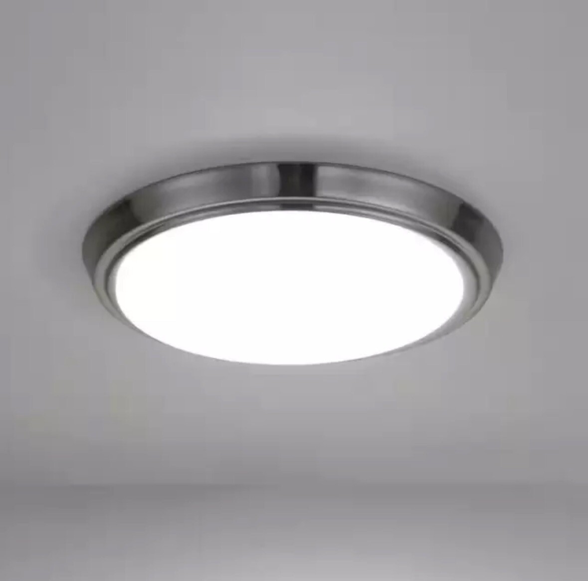Pia Ricco 12.99 in. Brushed Nickel LED Round Ceiling Flush Mount Light Fixture