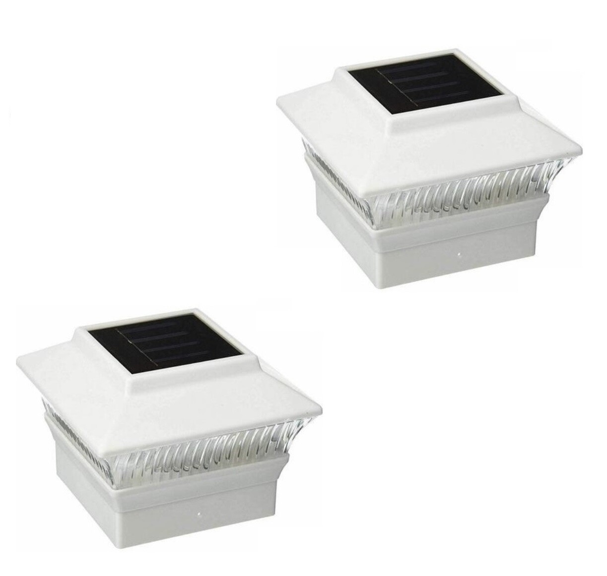 Solar Post Cap Light 2 Pcs 4×4 Solar White Color Square PVC Post Fence Cap Light
