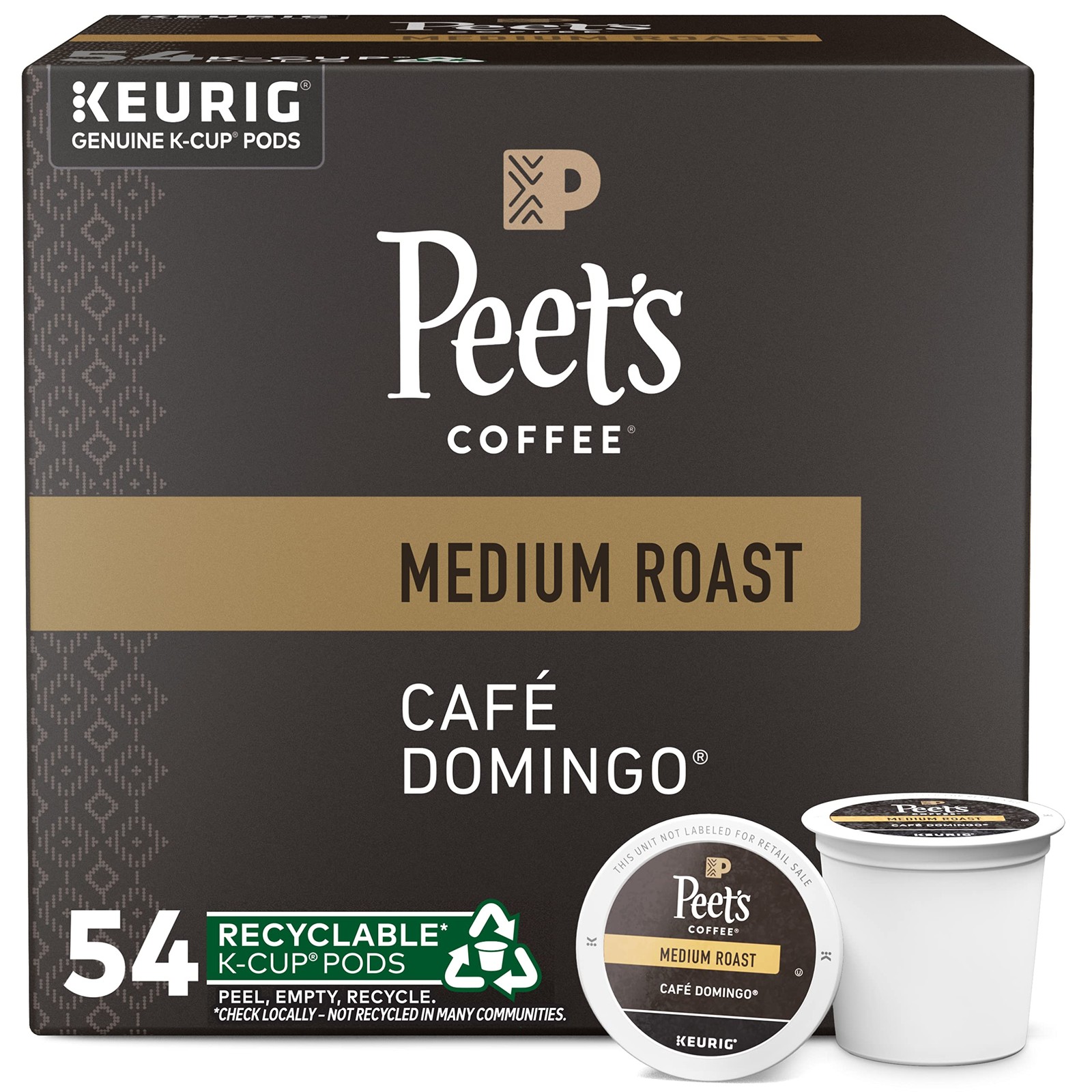 Peet’s Coffee, Medium Roast Keurig K-Cup Pods – Café Domingo 54 Count
