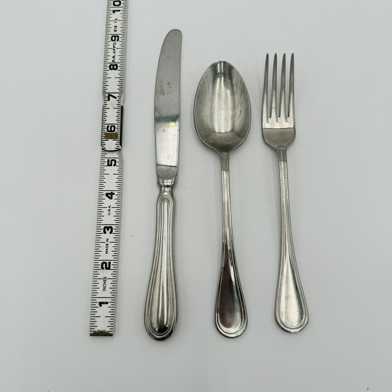Calderoni Oxford Stainless Flatware Dinner Knife Fork Spoon 3pc Set 18/10 Italy