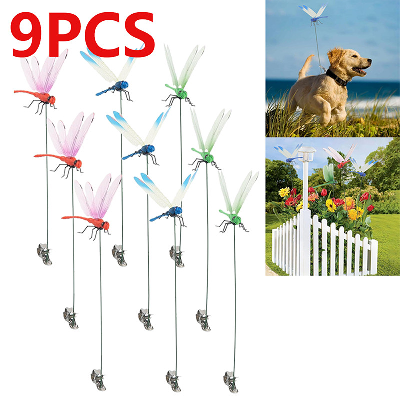 9Pcs 3D Fake Dragonfly Clips Clip on Dragonfly for Outdoors Garden Decor