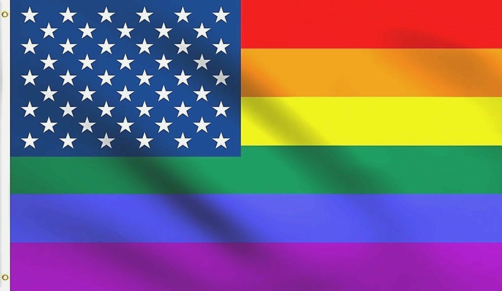 3X5 USA American Rainbow Flag Gay Lesbian Pride LGBT Peace FAST USA X1