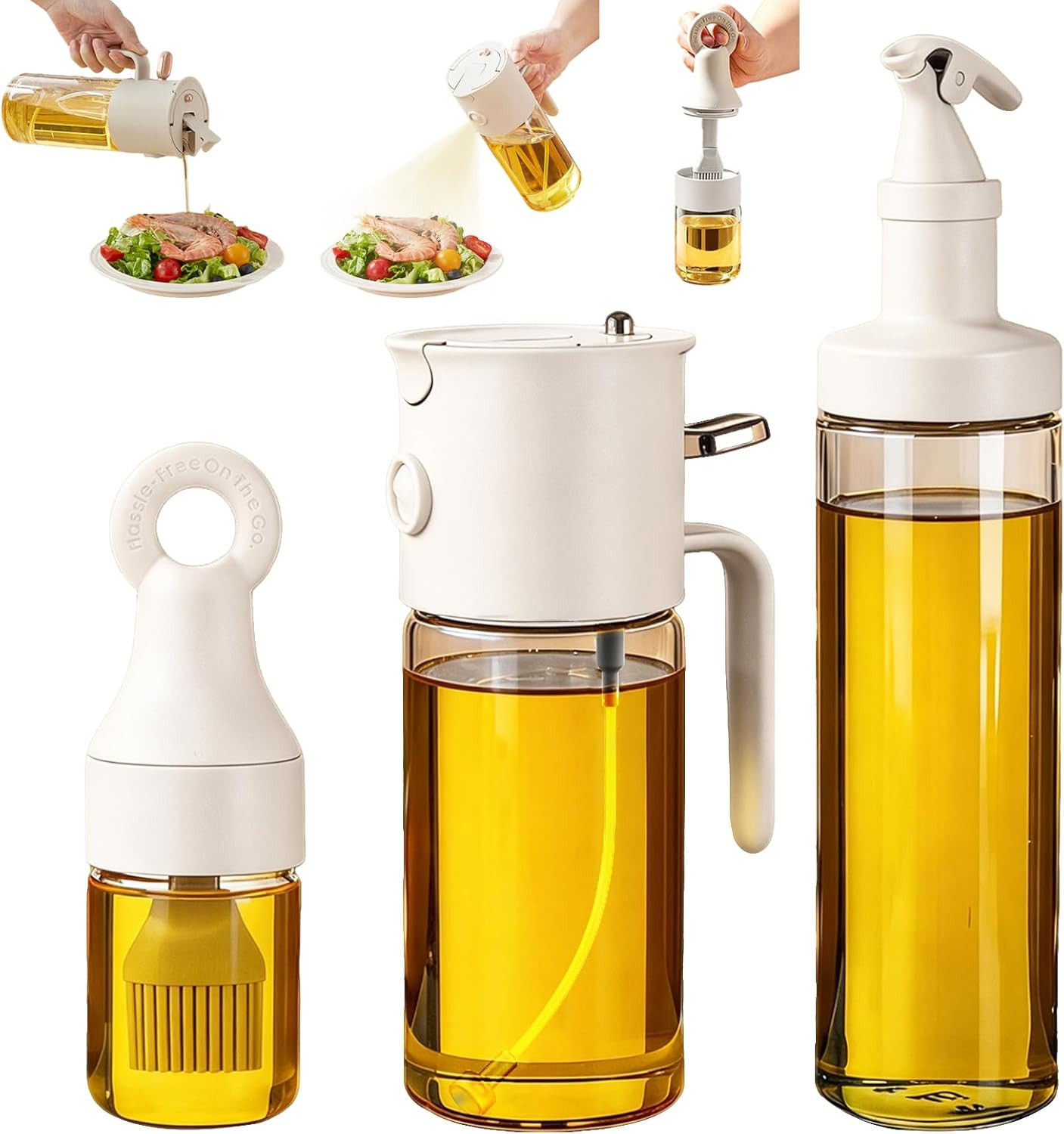 580Ml/19.6Oz Olive Oil Sprayer Bottle for Cooking, 3-In-1 Oil Dispenser Bottle w