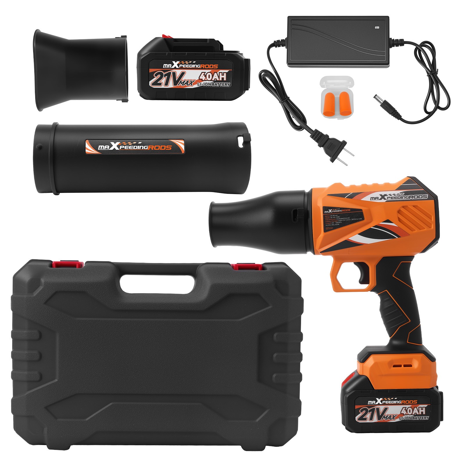 Cordless Leaf Blower 550 CFM 4000mAh 2 Batteries Handheld Electric Leaf Blower