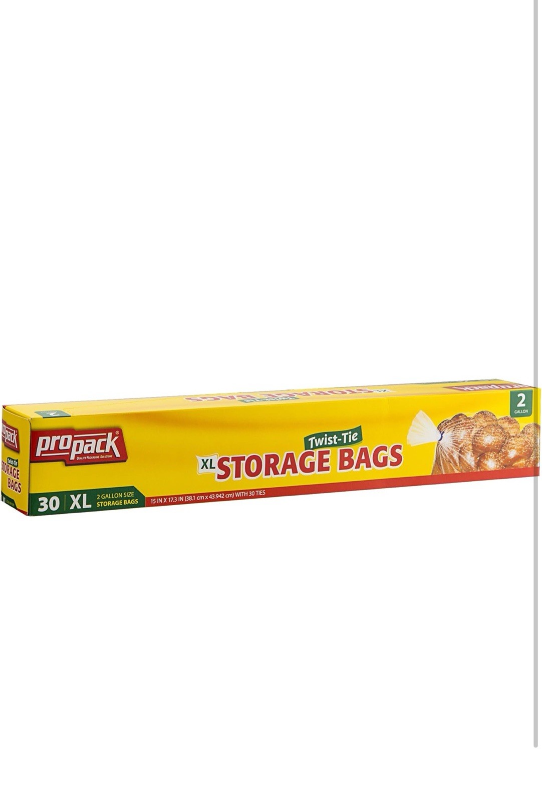 PROPACK (4 PACK ) Plastic Storage Bags Twist Tie, XL 2 Gallon Size, 12…