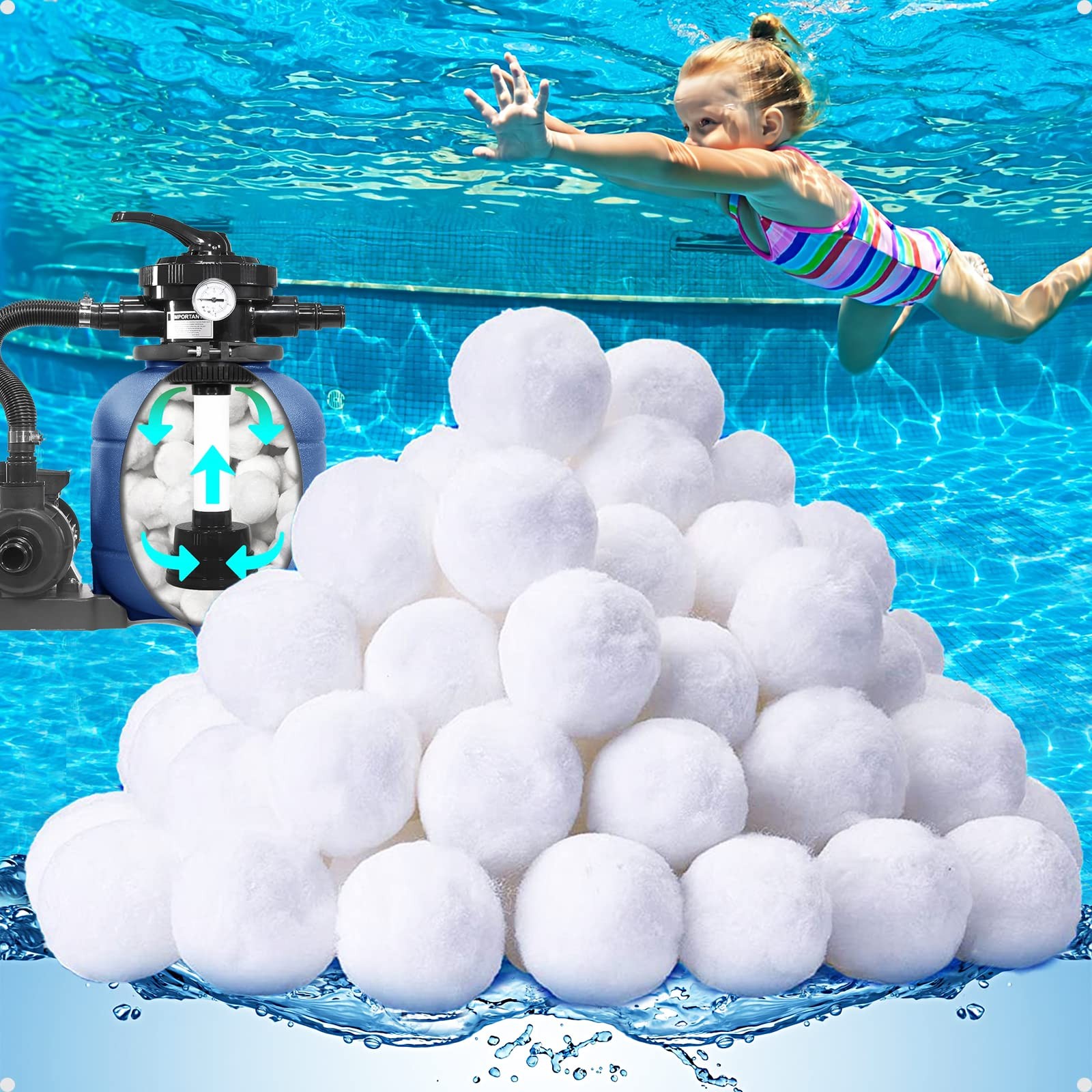 1.54 lbs Pool Filter Balls, Reusable Filter Sand Balls for Above Ground Pool …