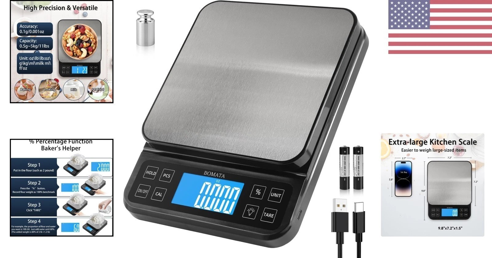 0.1g Precision Kitchen Scale with Backlit LCD – Perfect for Baking 11lb Capacity