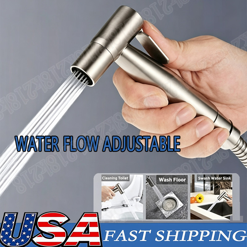 Toilet Shattaf Adapter Hose Bidet Spray Stainless Steel Handheld Shower Head US