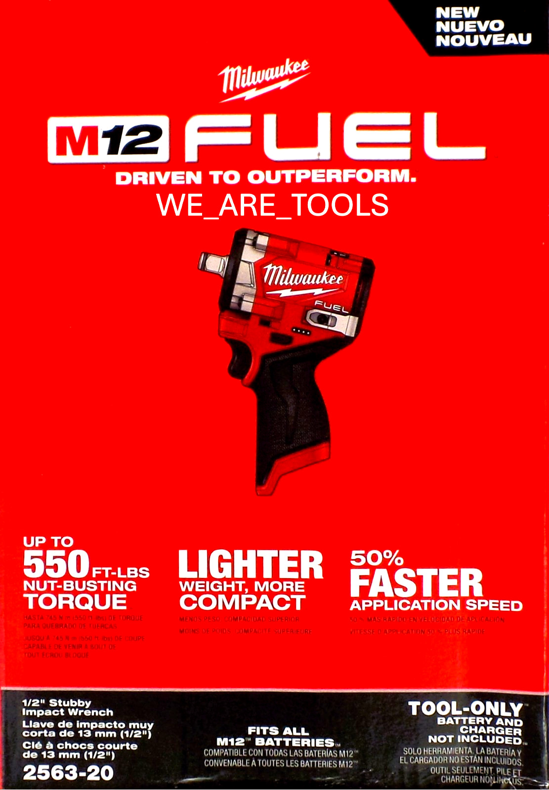 NEW IN BOX Milwaukee 2563-20 M12 FUEL 1/2″ Stubby Impact Wrench w/ Friction Ring