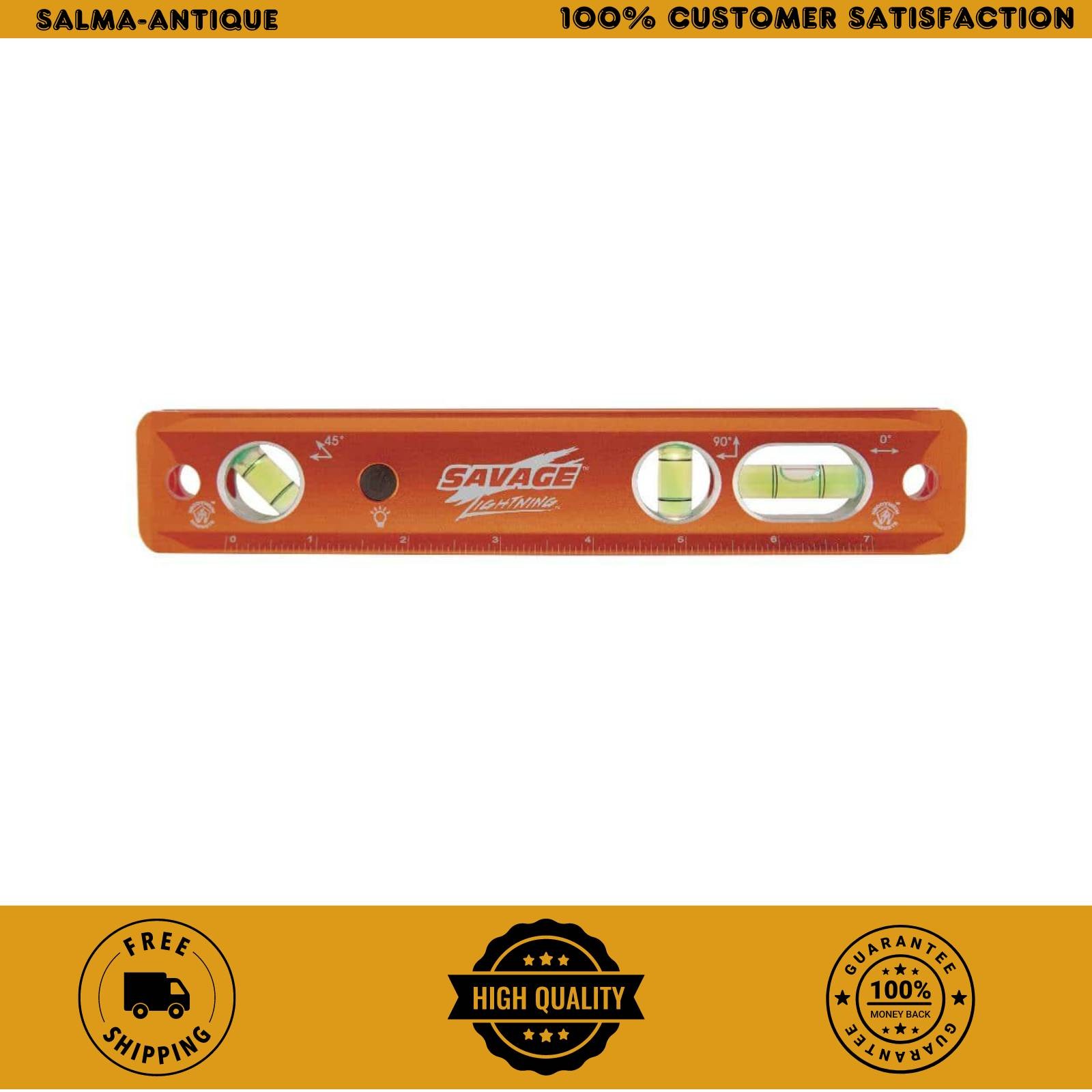 Savage Torpedo Level Leveling Measuring Tool 9 Inch Lightning Lighted Magnetic