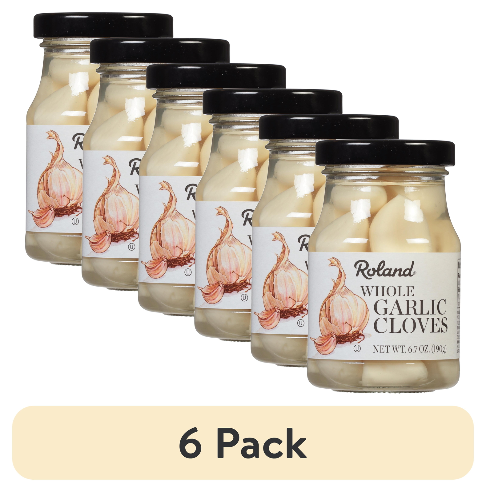 (6 pack) Roland Whole Clove Garlic in Brine, 6.7oz