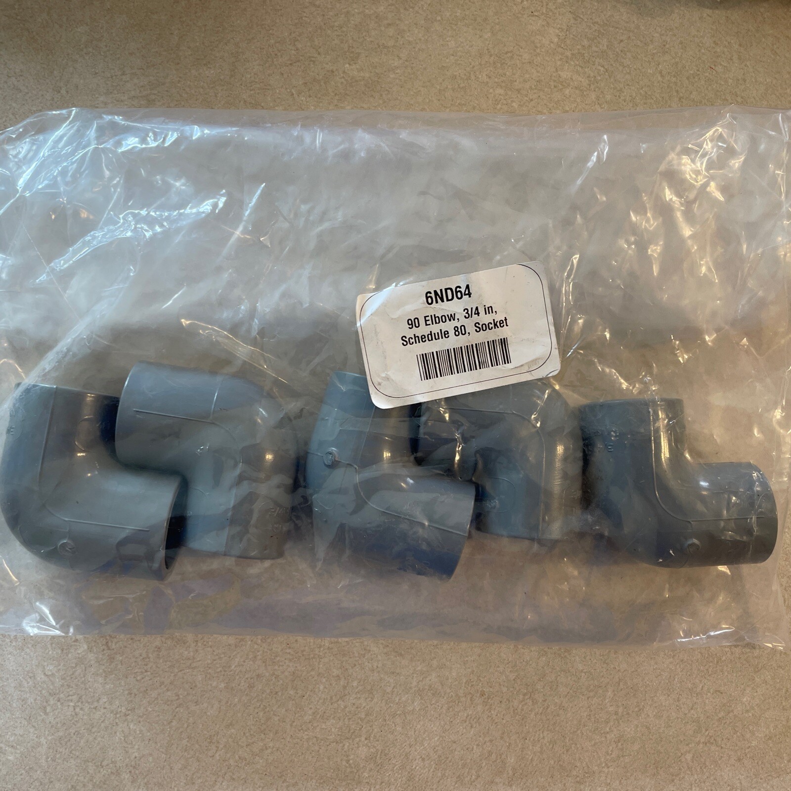 5 PCS 90° Elbow 3/4 in x 3/4 in Fitting Pipe Size 9806-007 6ND64 Female Socket