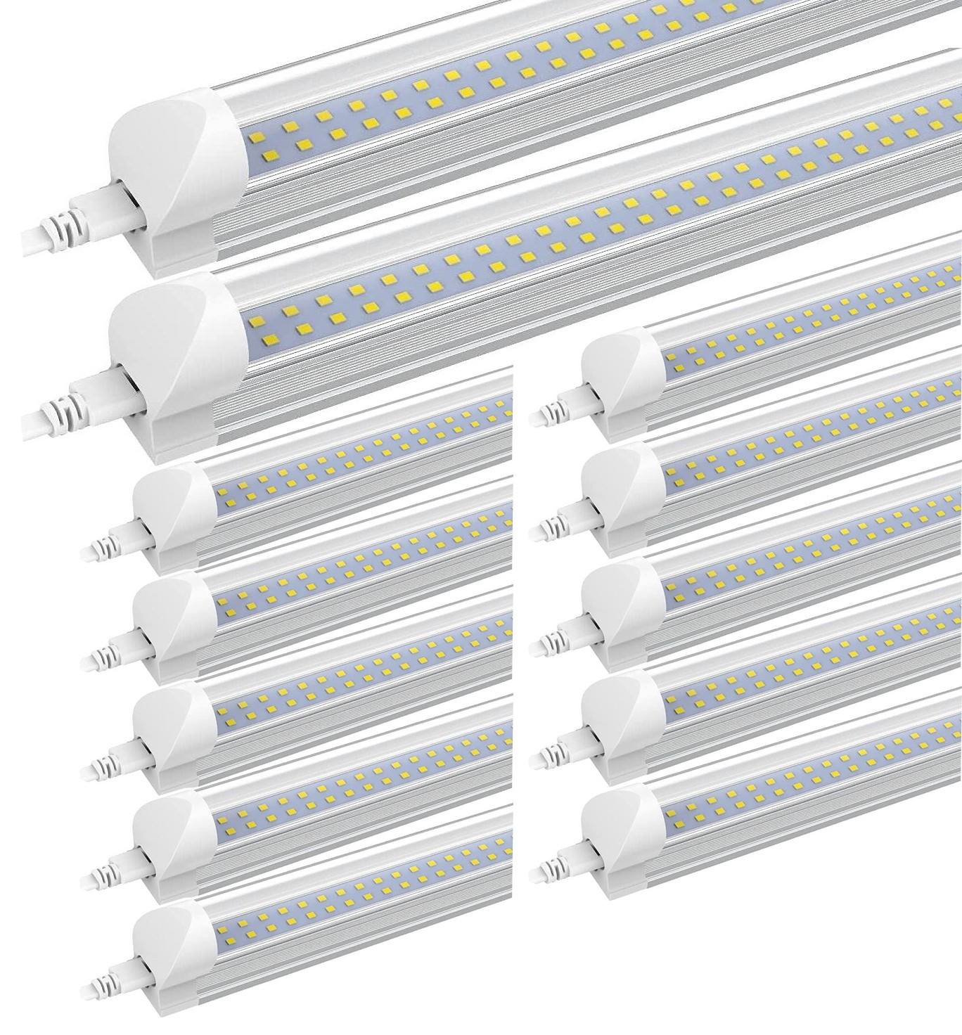 12 Pack T8 3FT LED Tube Light Fixture Shop Lamp Flat Dual Rows 28W 3400LM 6000K