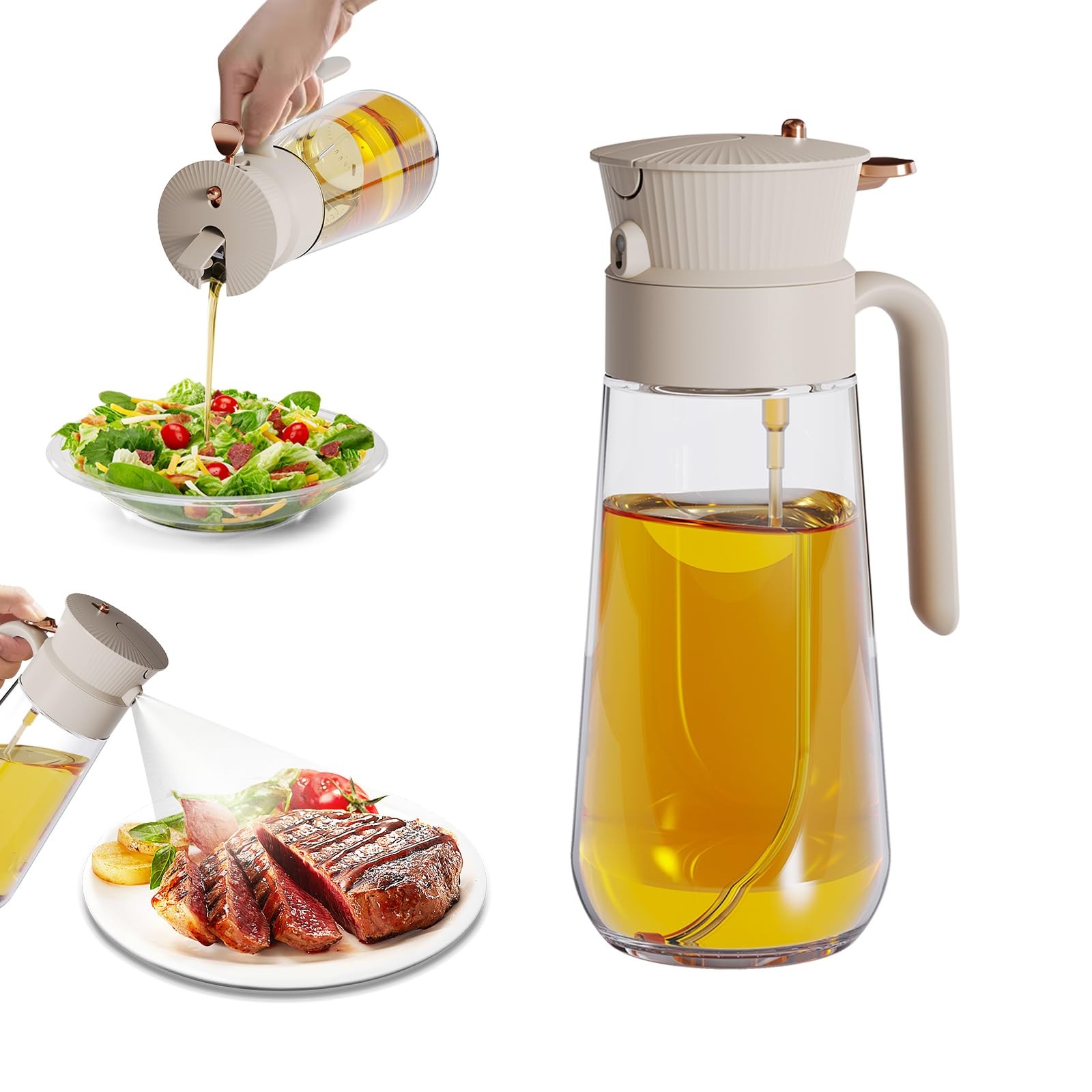 2026 New 19.6oz/580ml Olive Oil Sprayer for Cooking, Leak Glass Olive Oil Dis…