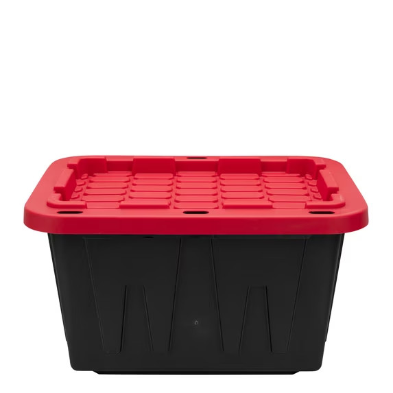 Hyper Tough 4-Pack 12 Gallon Storage Bin with Snap Lid Black Red