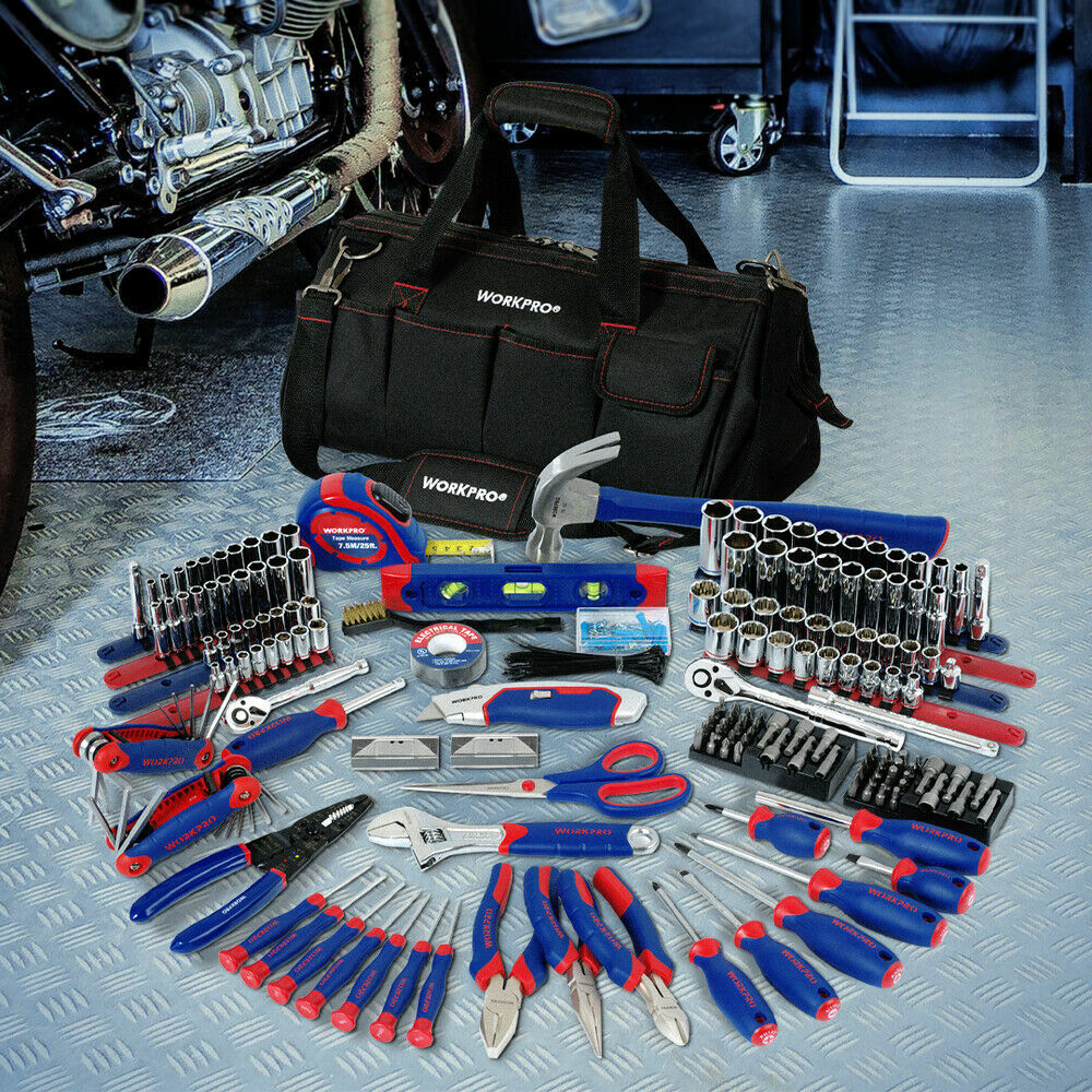 WORKPRO 322PC Basic Household Tool Set Home Repair Hand Tool Kit w/ Carrying Bag