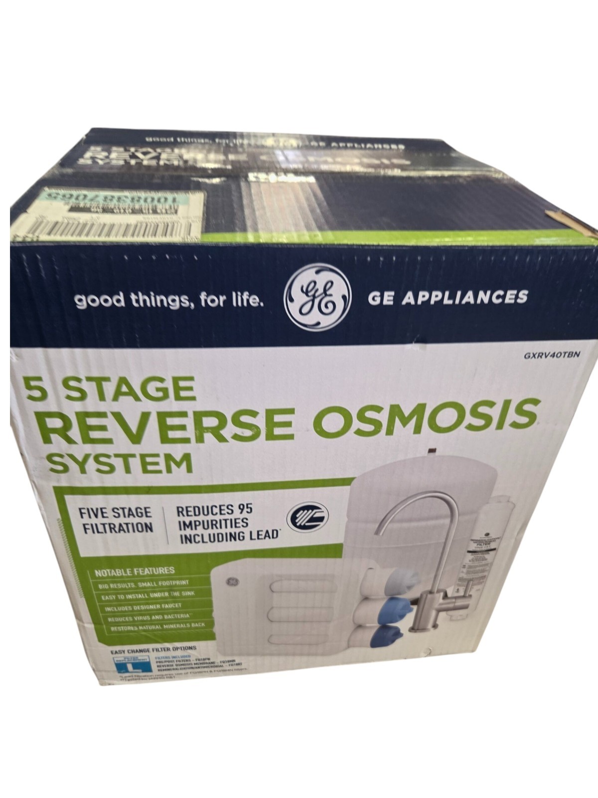 GE Under Sink 5-Stage Reverse Osmosis Water Filtration System (GXRV40TBN)