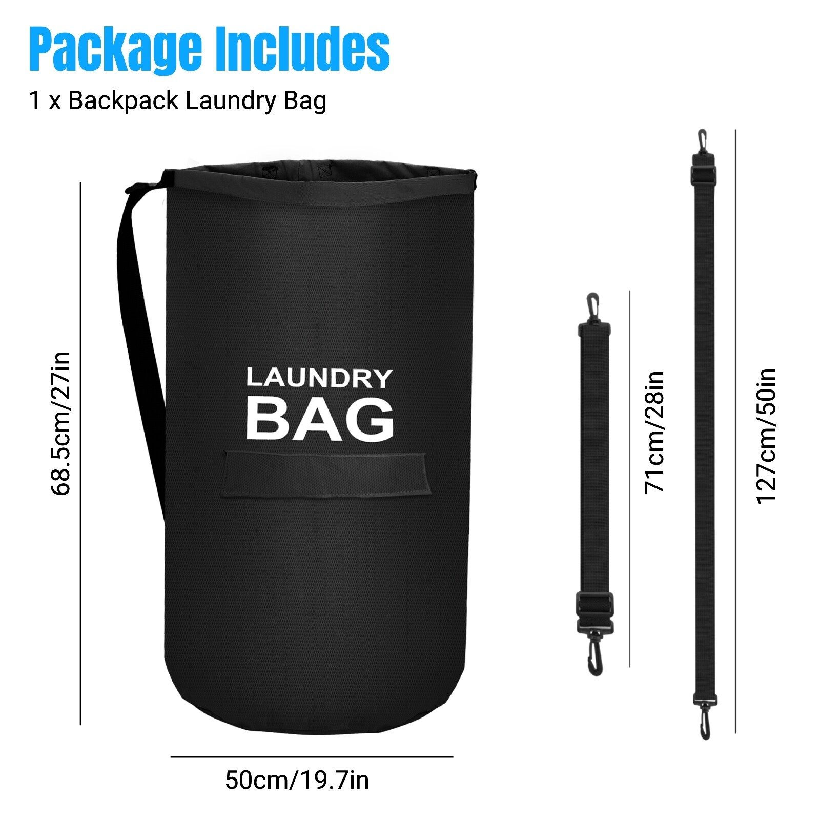 Large Laundry Backpack 70L Washing Clothes Storage Bag Heavy Duty Shoulder Strap