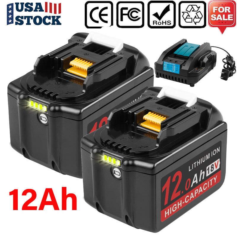 12Ah 6.0Ah Battery For Makita 18V Li-ion BL1860 BL1850 BL1830 Cordless Tool USA