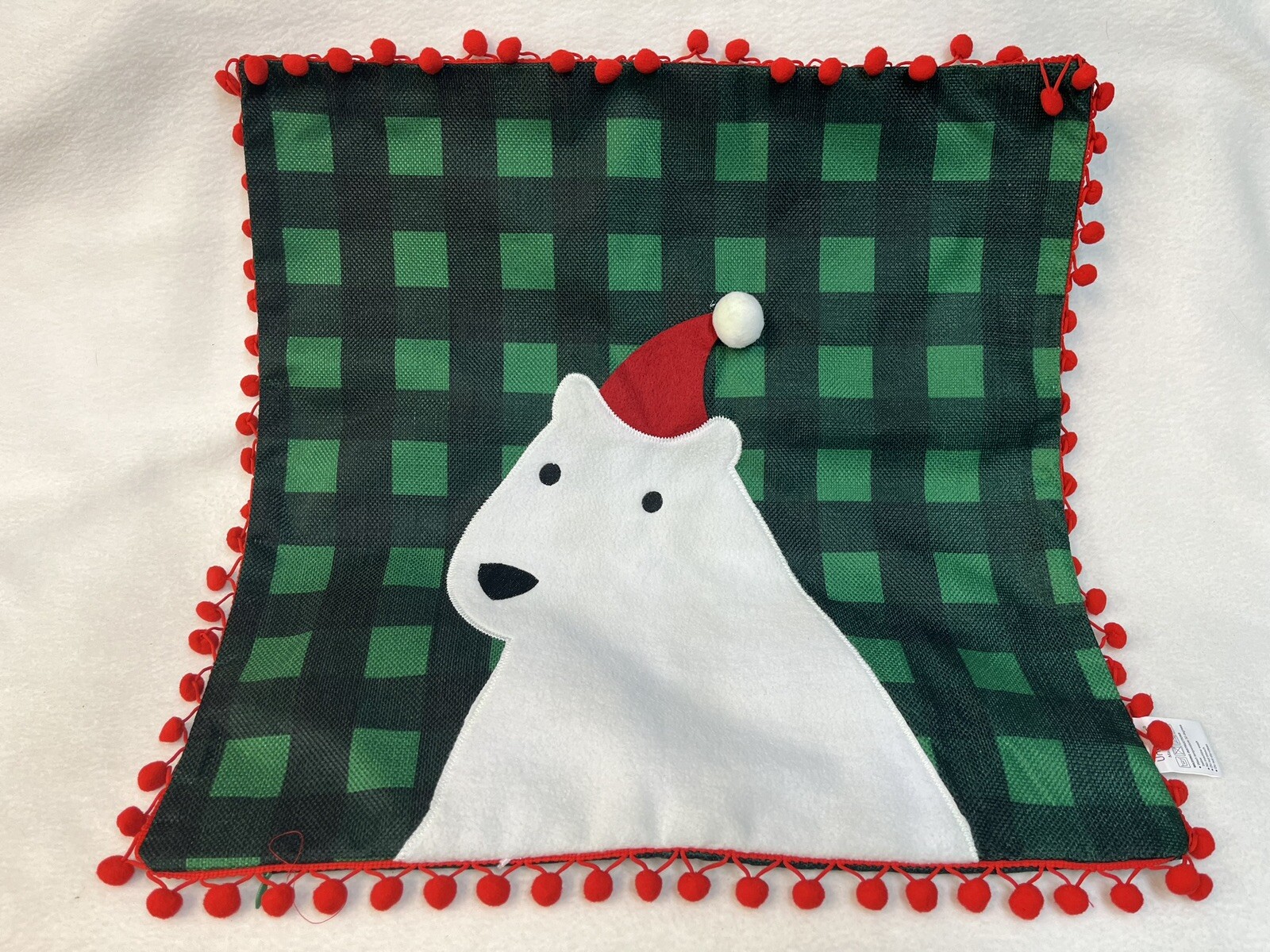 Polar Bear Whimsical Fun Christmas 3D Throw Pillow Cover Holiday Home Decor 18”